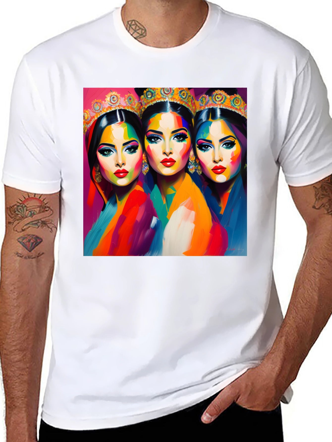 Vibrant Queens Graphic Black T-Shirt