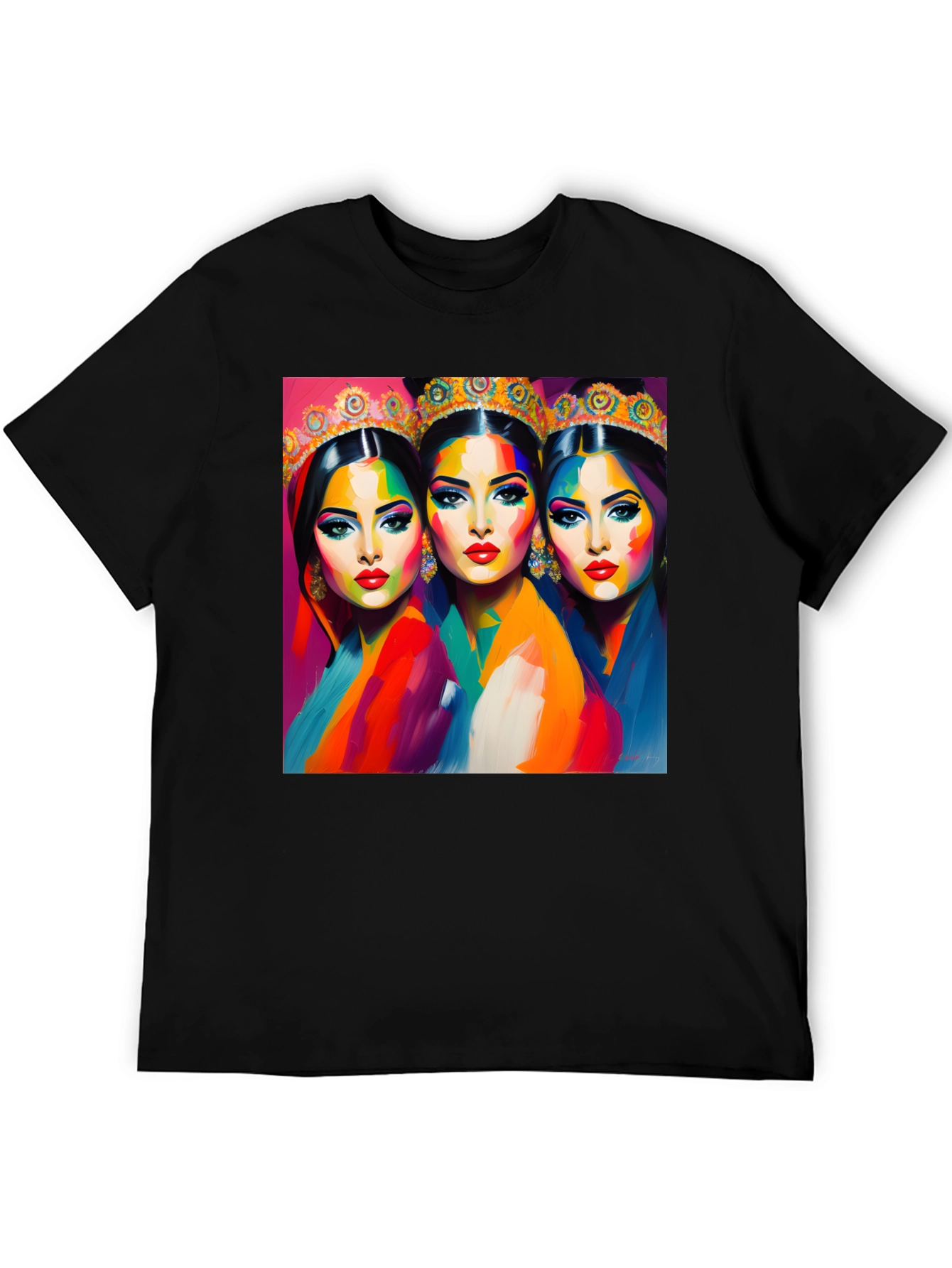 Vibrant Queens Graphic Black T-Shirt