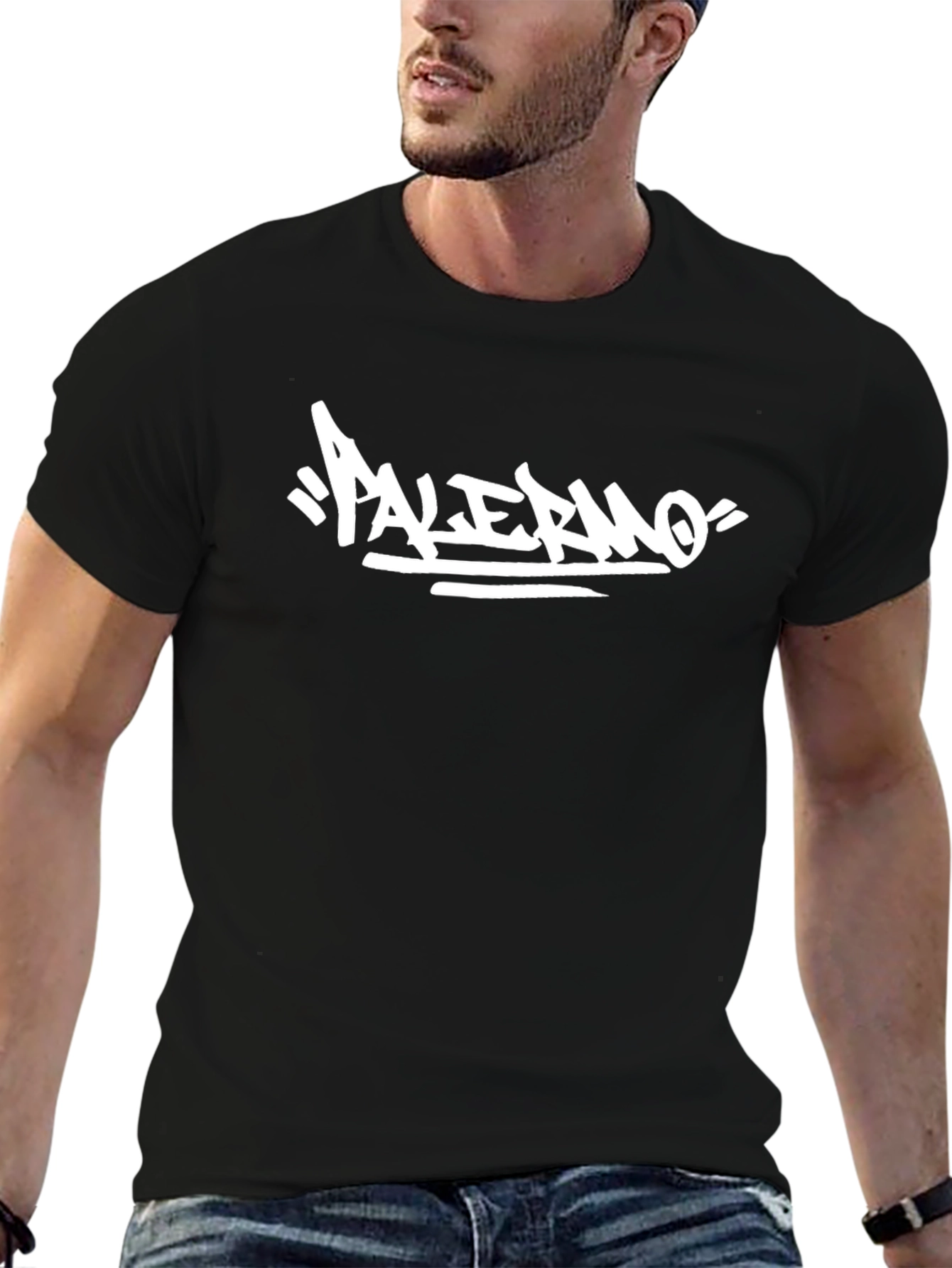 Palermo Graphic Print Black T-Shirt