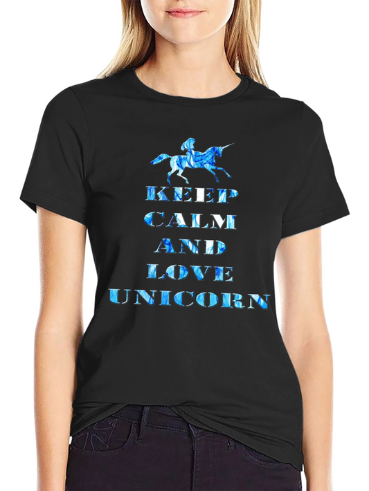 Keep Calm and Love Unicorn Black T-Shirt