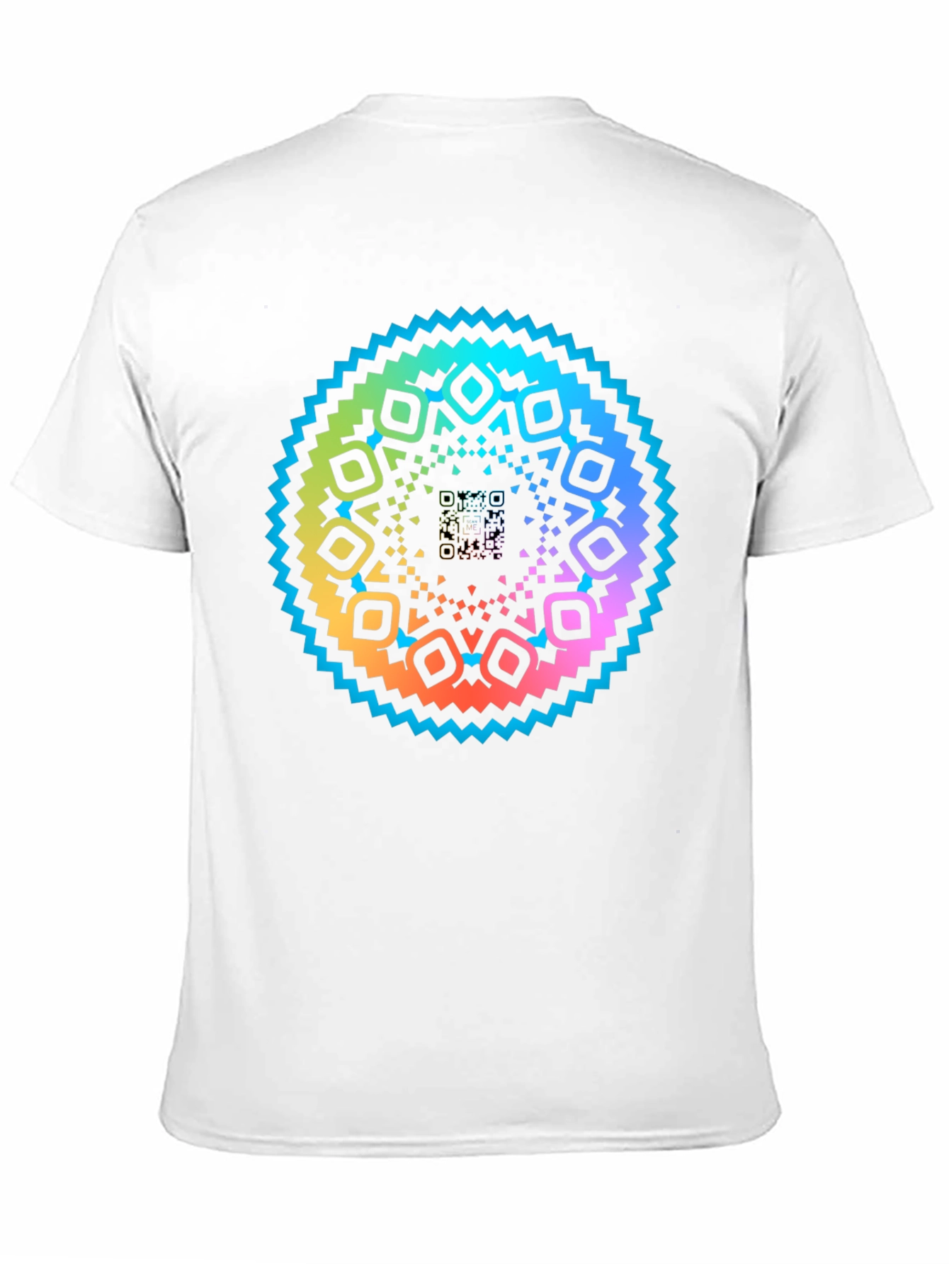 Rainbow Mandala QR Code Black T-Shirt