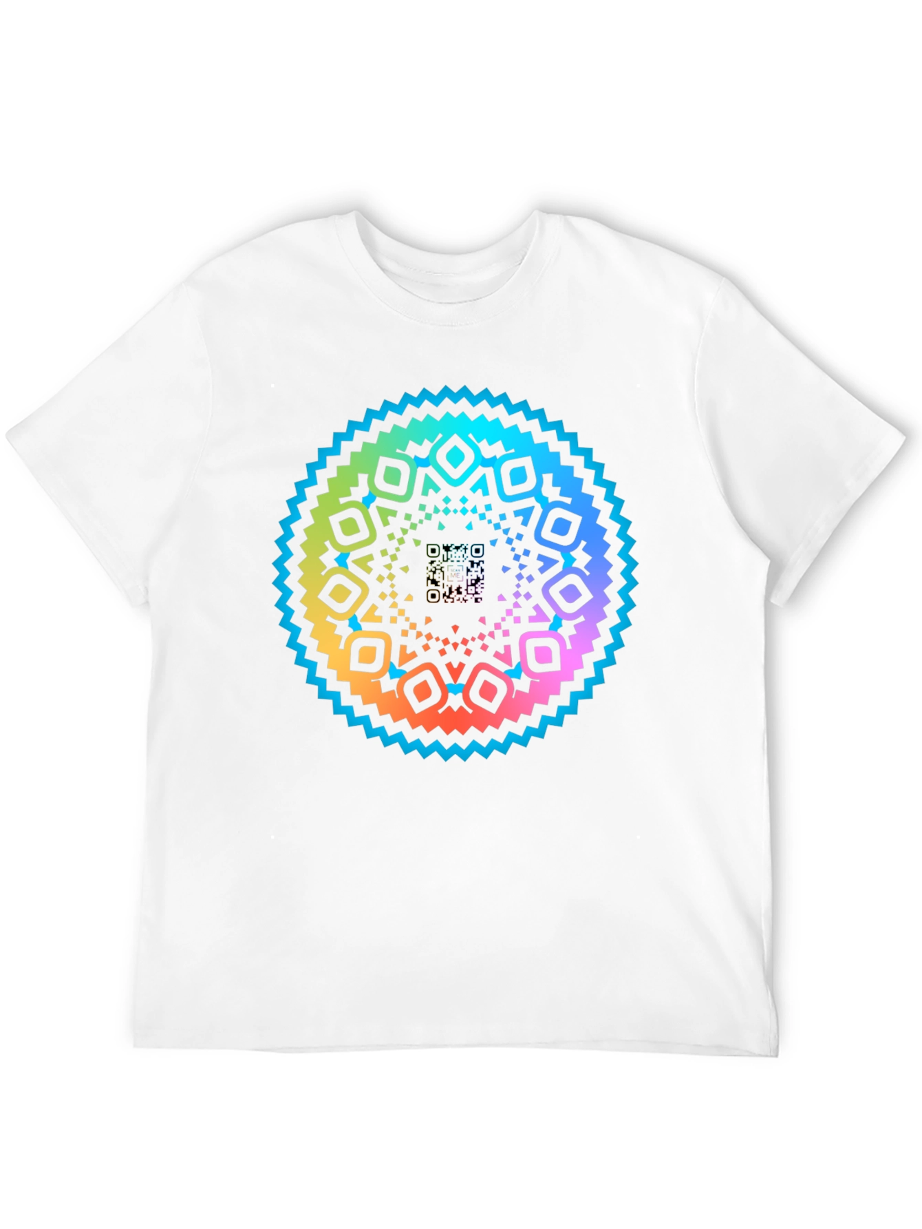 Rainbow Mandala QR Code Black T-Shirt