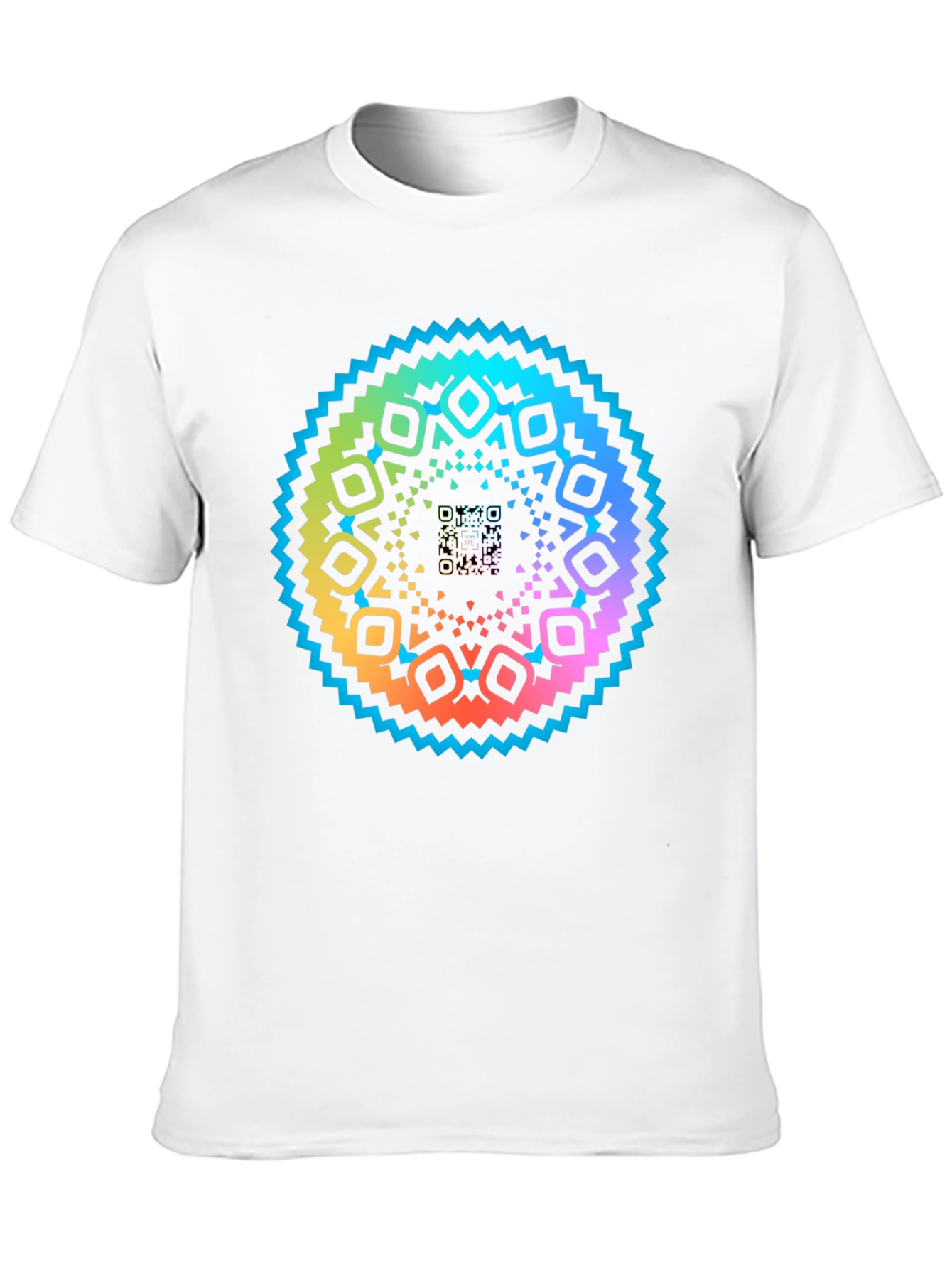 Rainbow Mandala QR Code Black T-Shirt