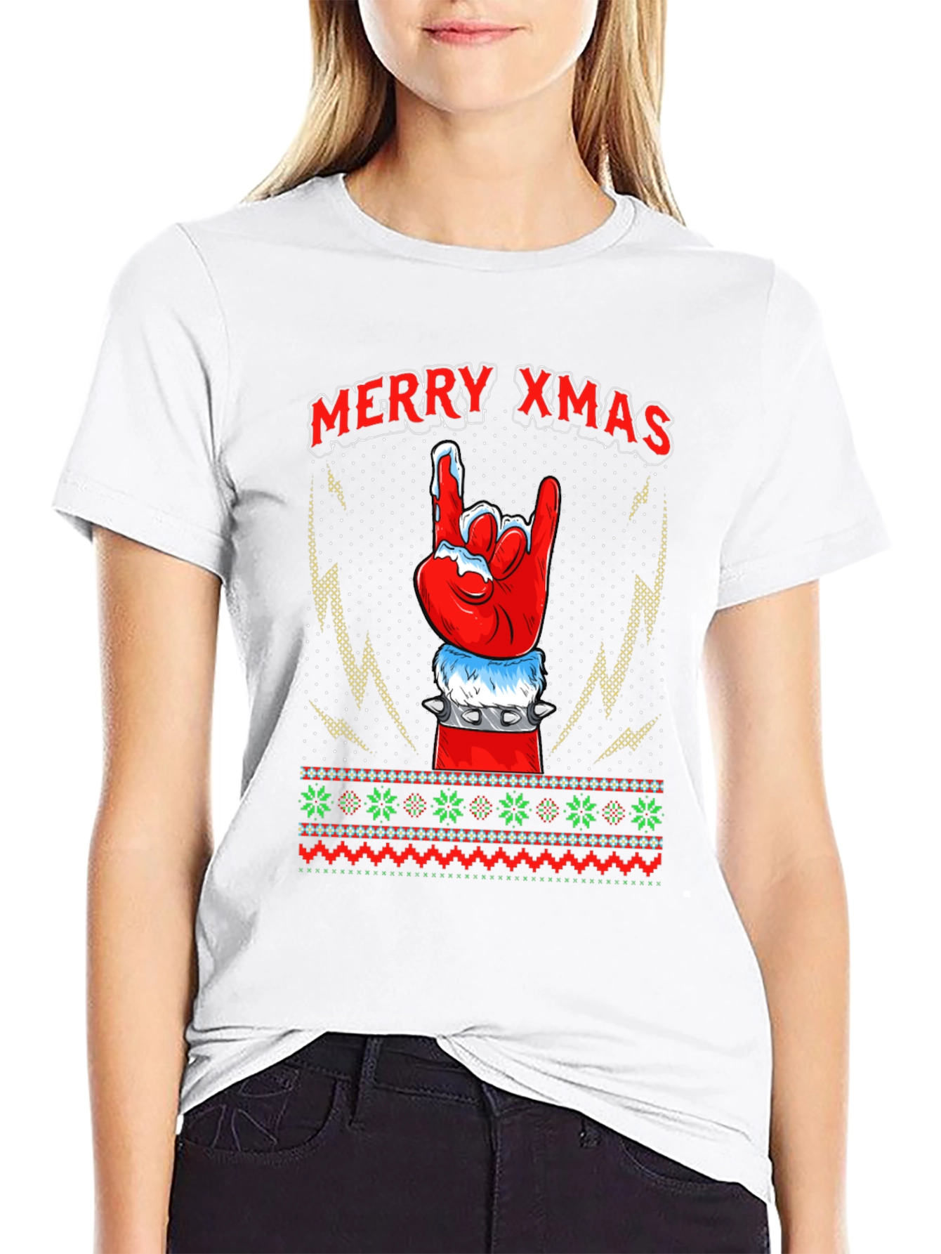 Merry Xmas Rock Hand T-Shirt