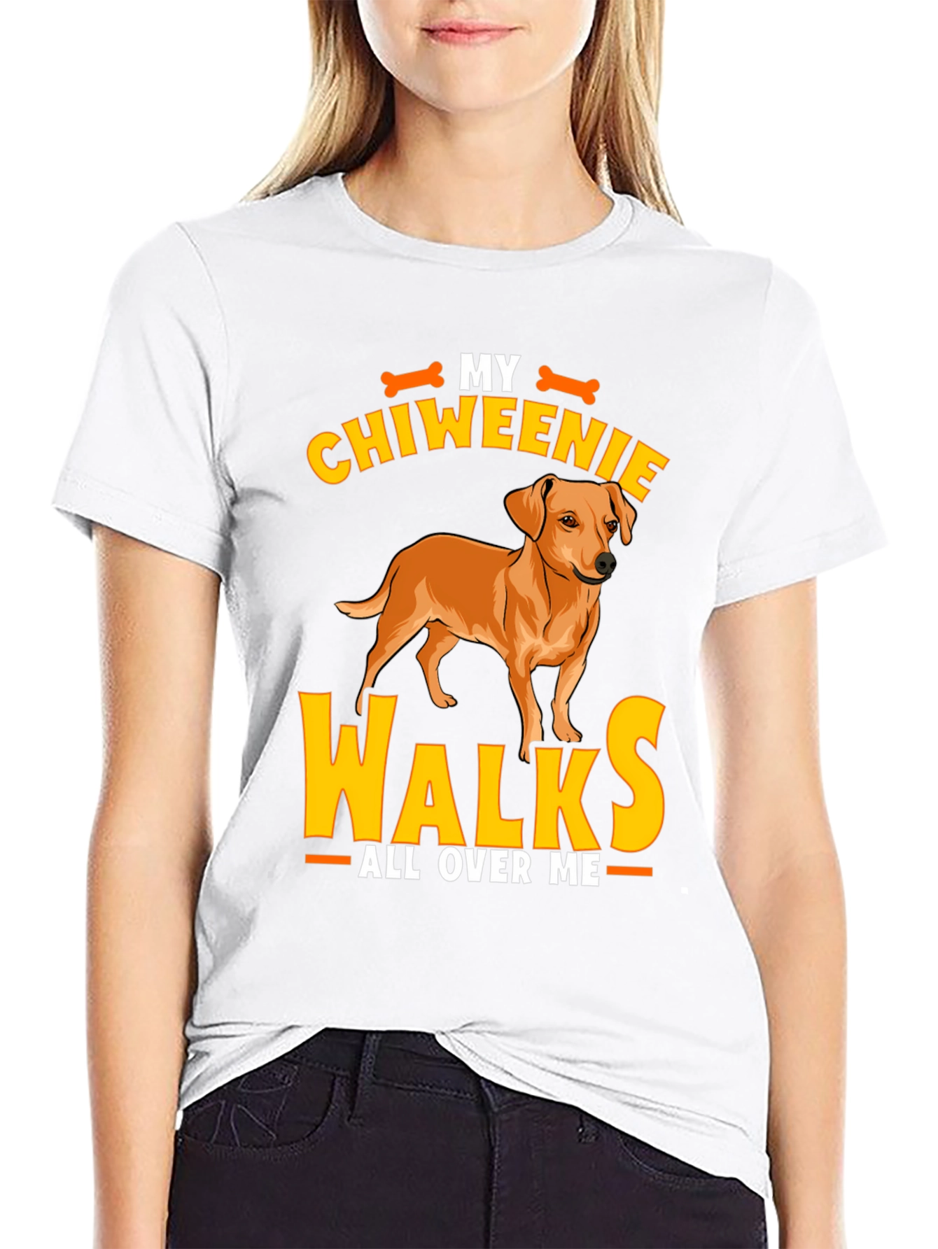 Chiweenie Walks All Over Me T-Shirt