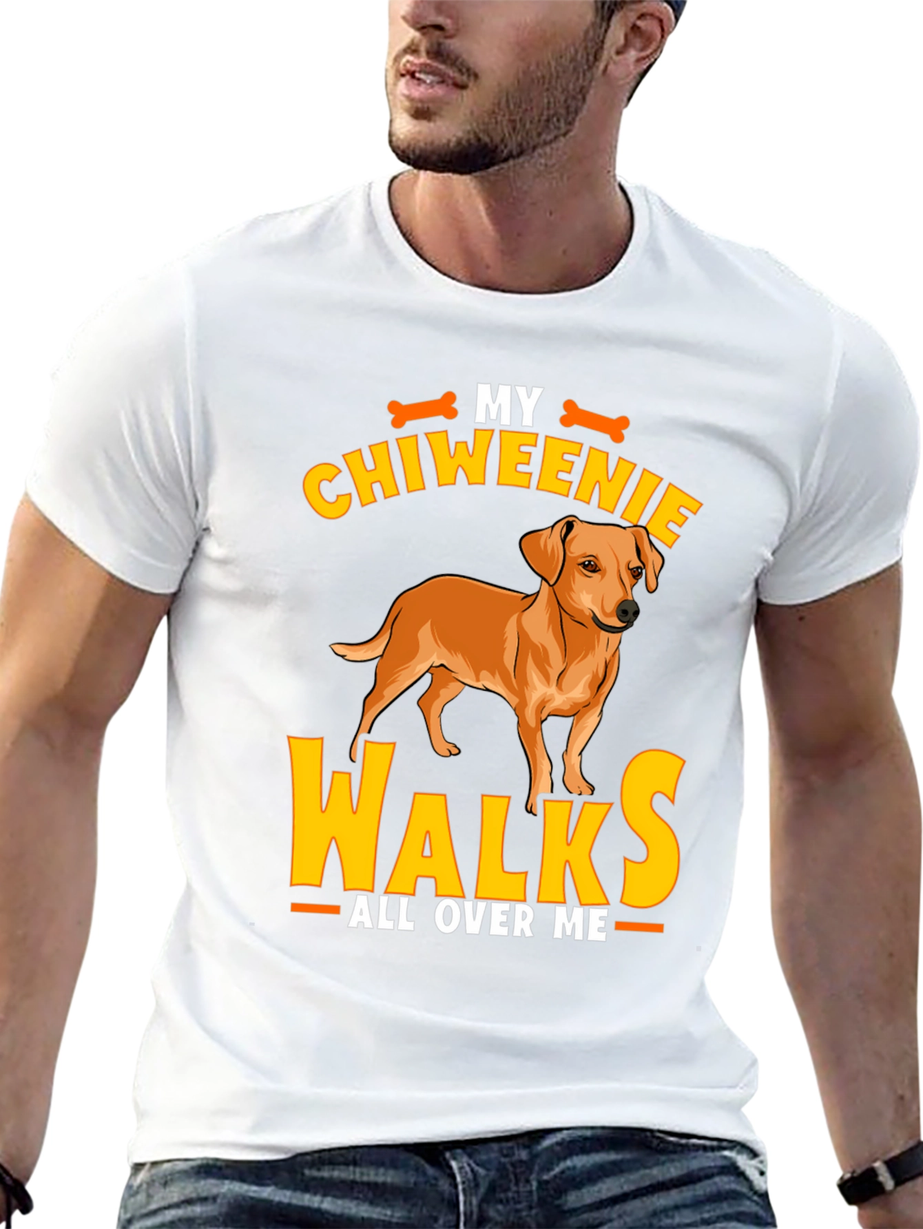 Chiweenie Walks All Over Me T-Shirt