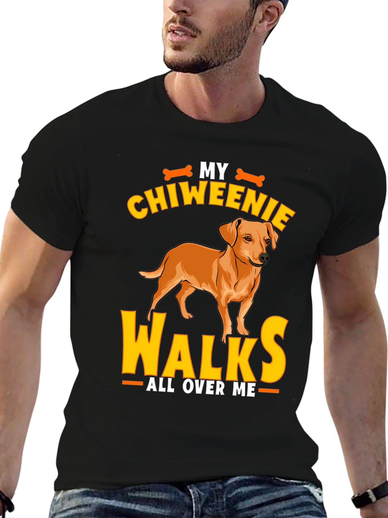 Chiweenie Walks All Over Me T-Shirt