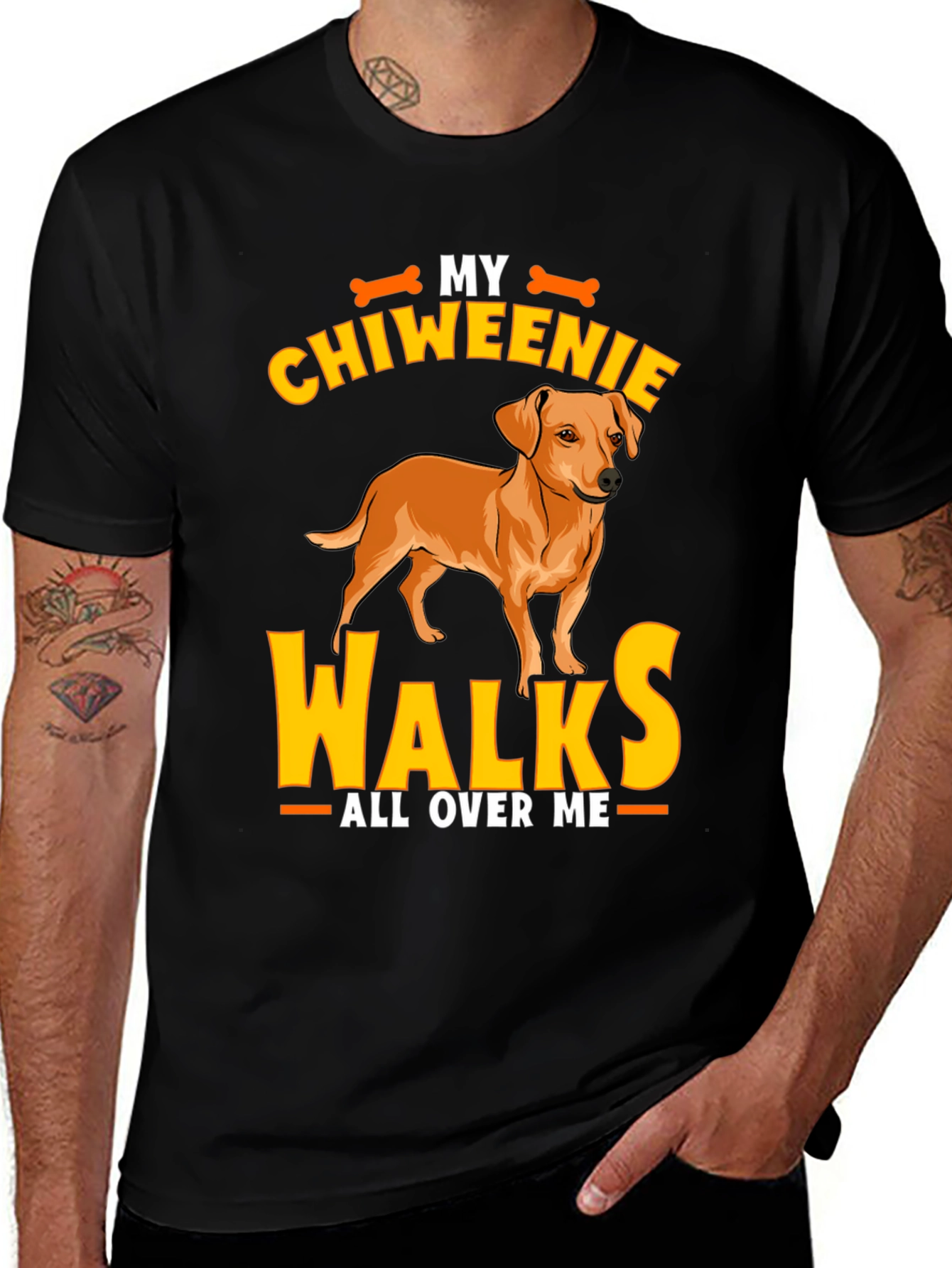 Chiweenie Walks All Over Me T-Shirt