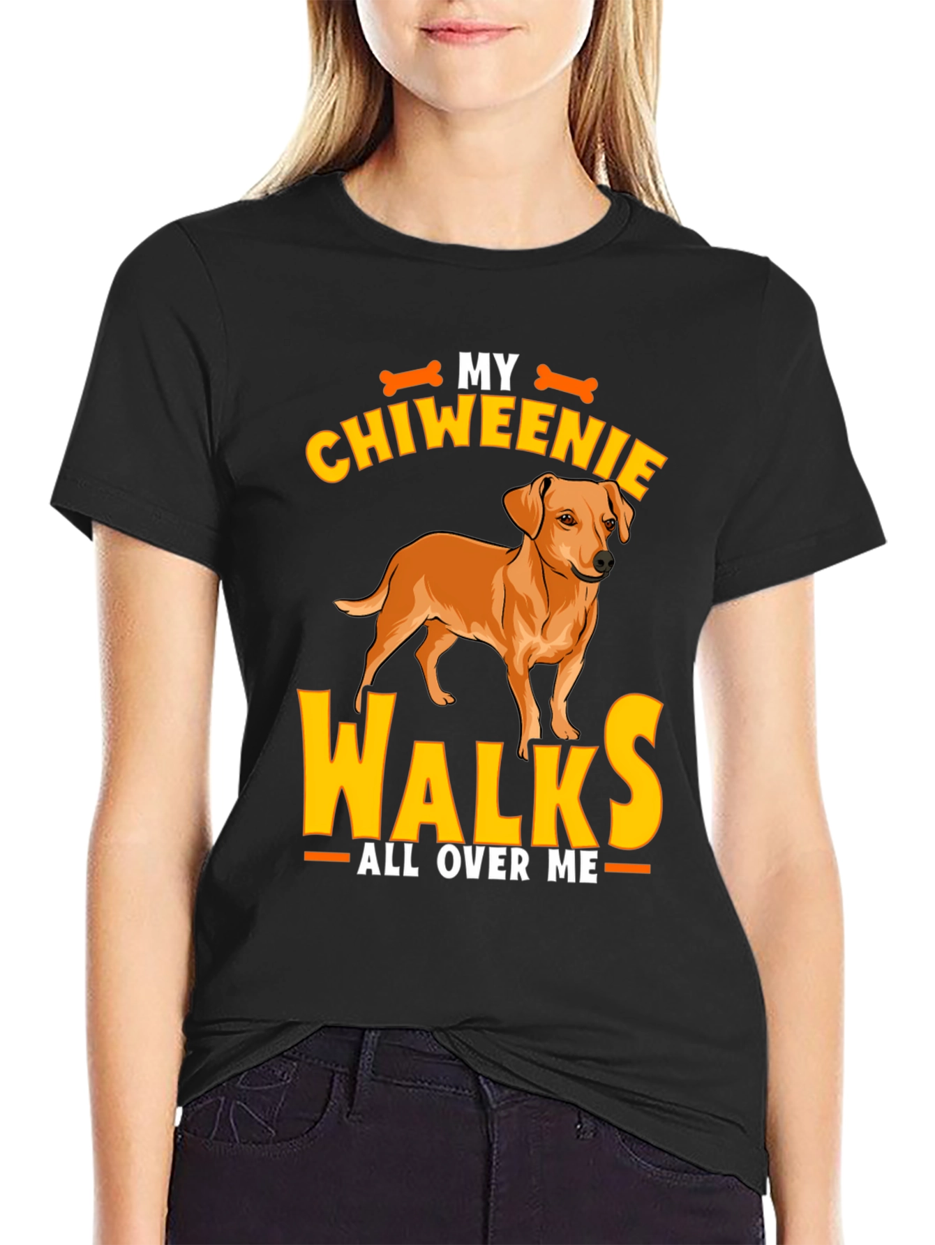 Chiweenie Walks All Over Me T-Shirt