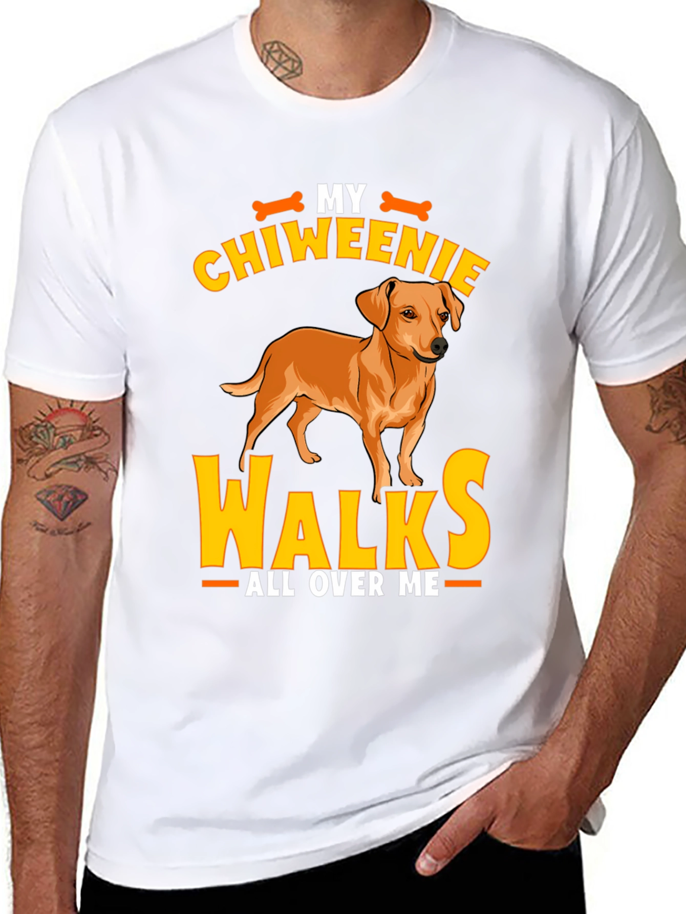 Chiweenie Walks All Over Me T-Shirt