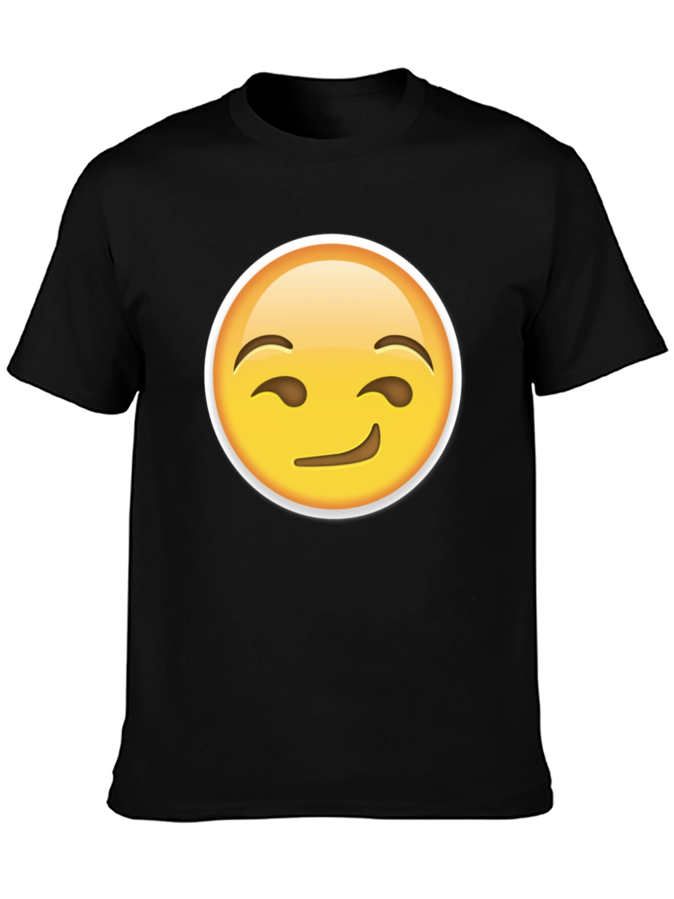Winking Emoji Graphic Tee - Black Cotton T-Shirt