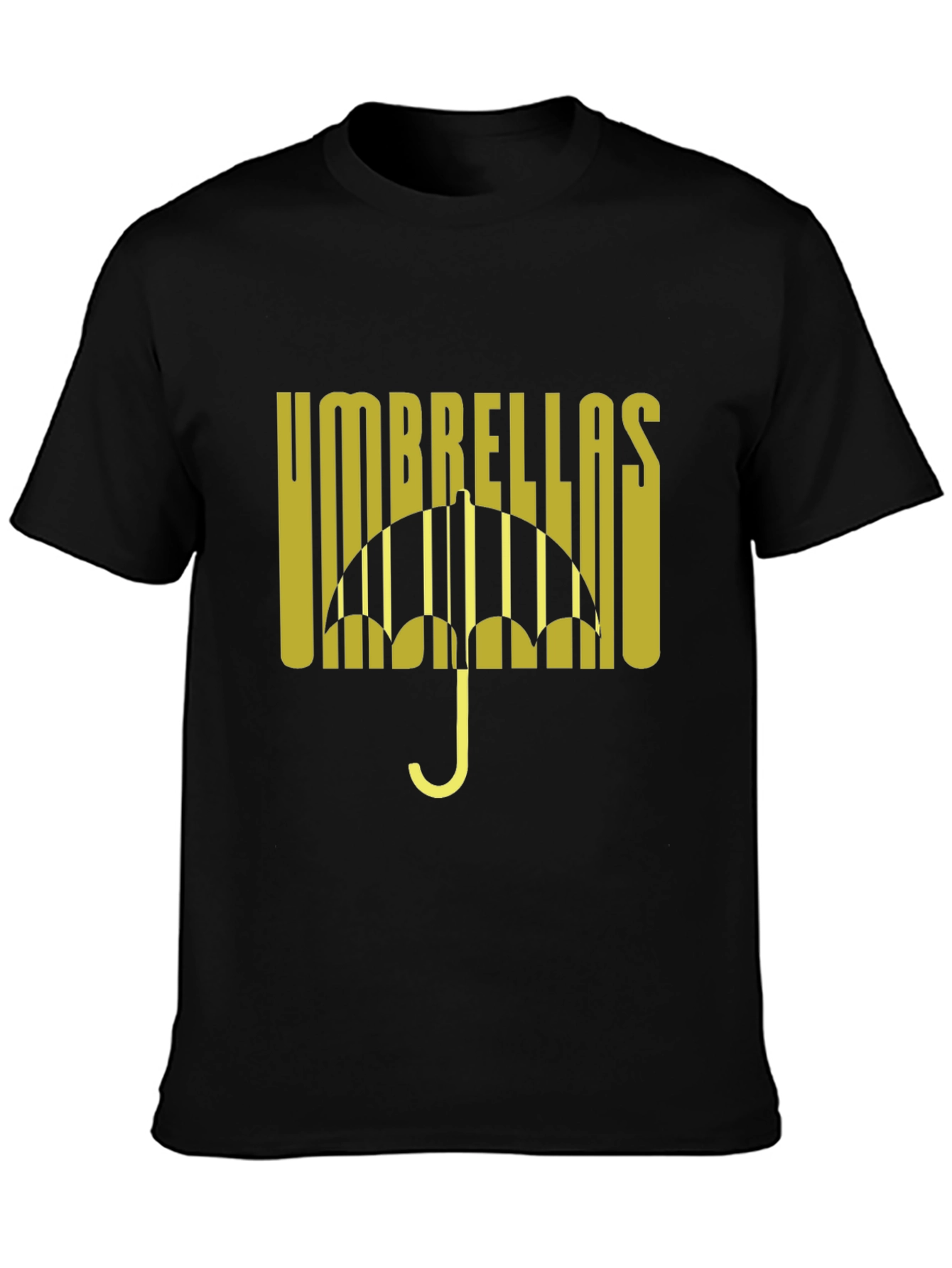 Umbrellas Graphic Tee - Black Cotton Blend T-Shirt