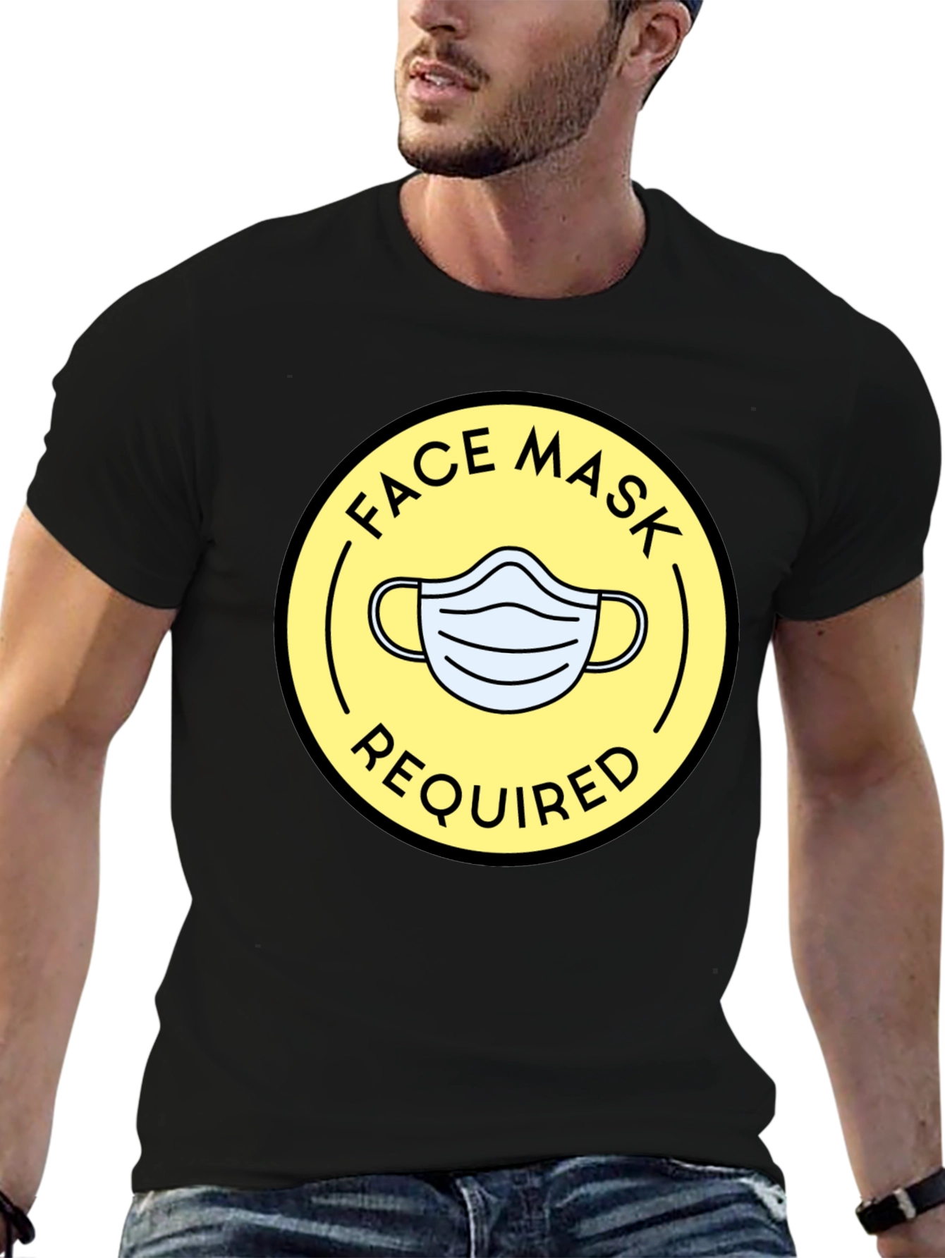 Face Mask Required Graphic Tee - Black