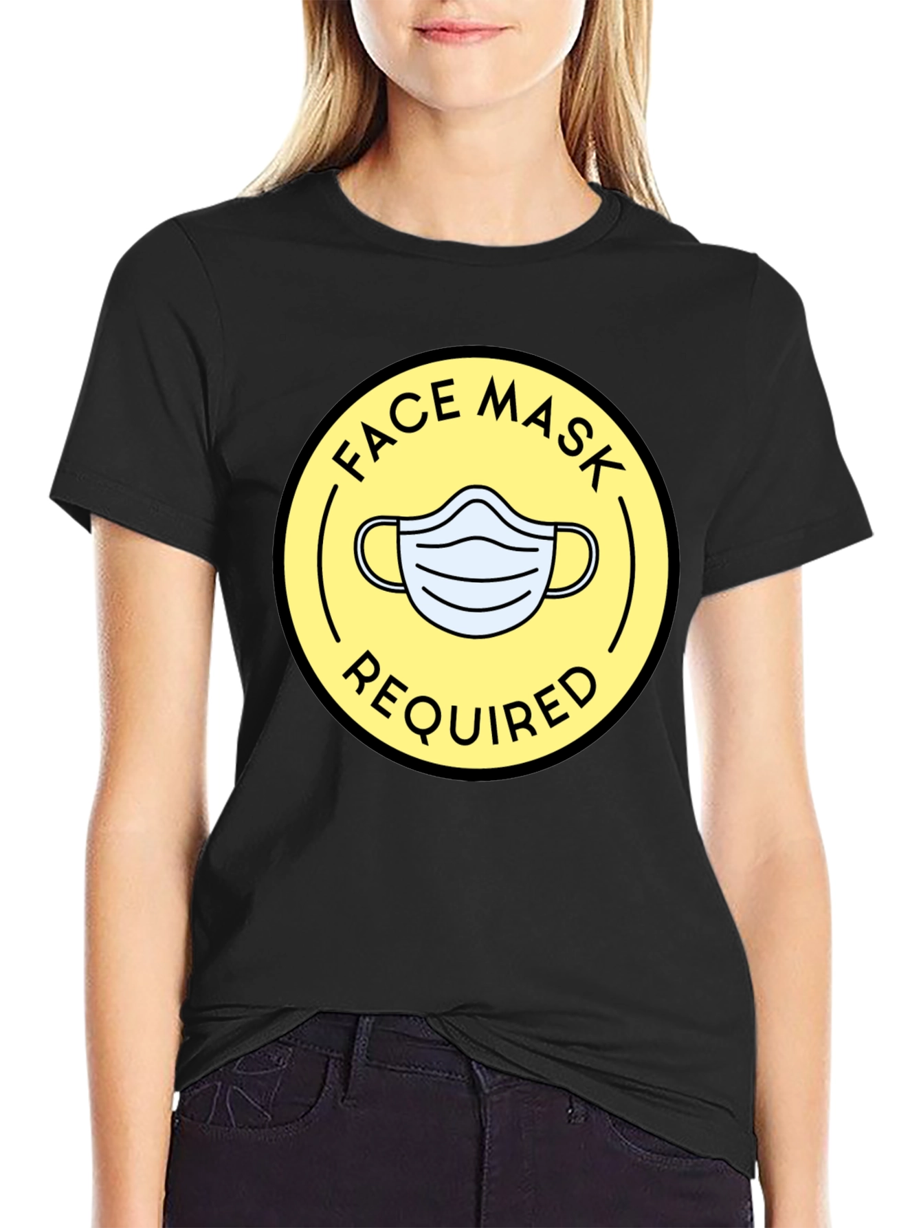 Face Mask Required Graphic Tee - Black