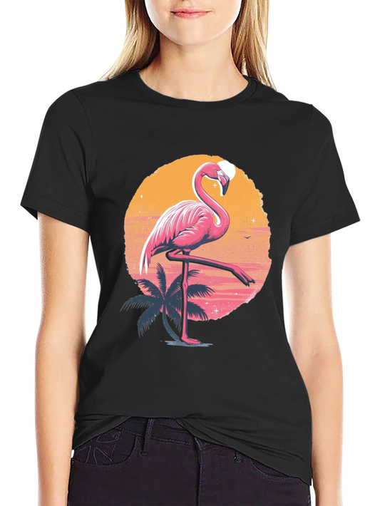 Flamingo Sunset Graphic Tee - Tropical Summer Vibes