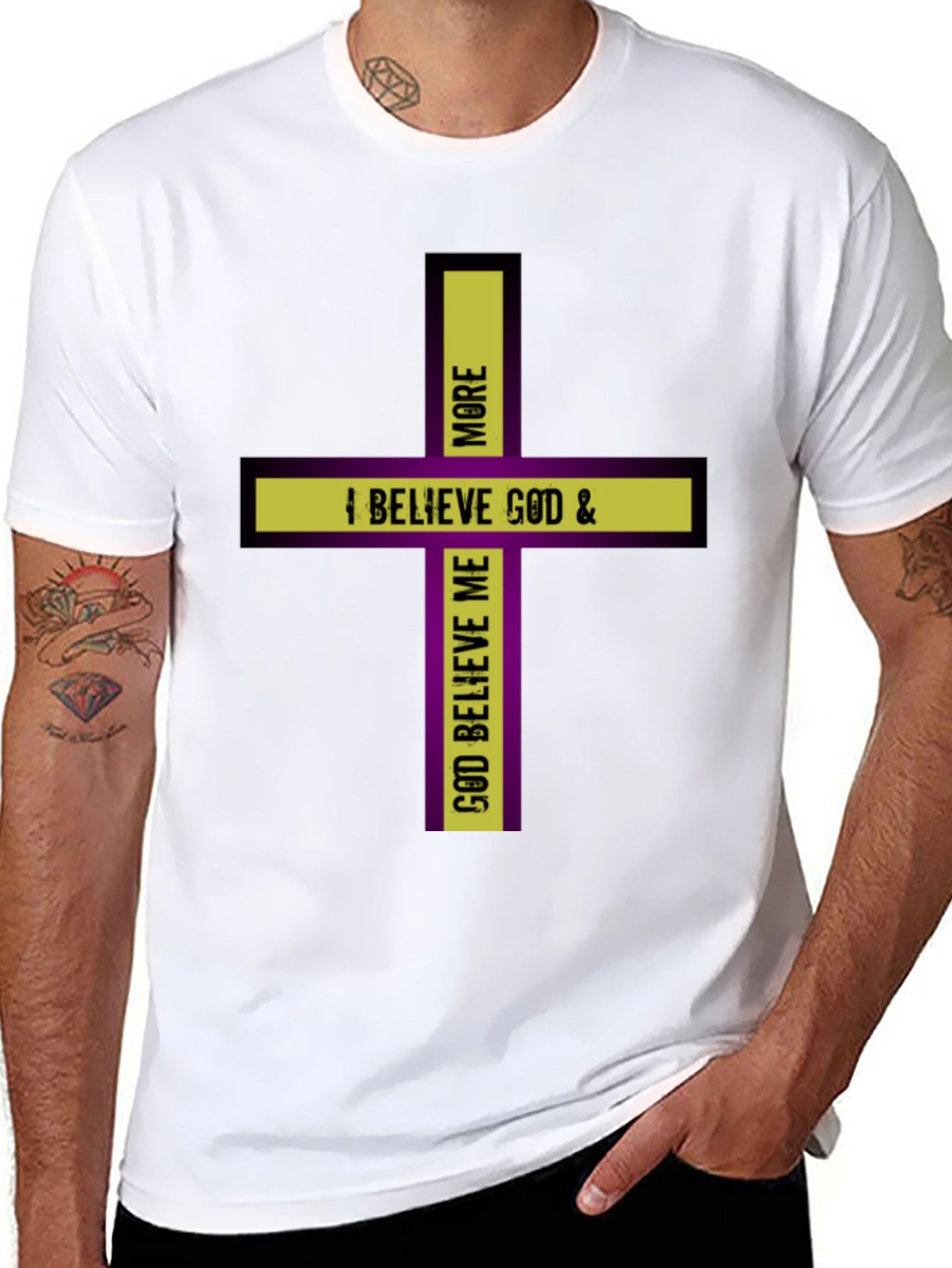 Believe God Cross Graphic Black T-Shirt