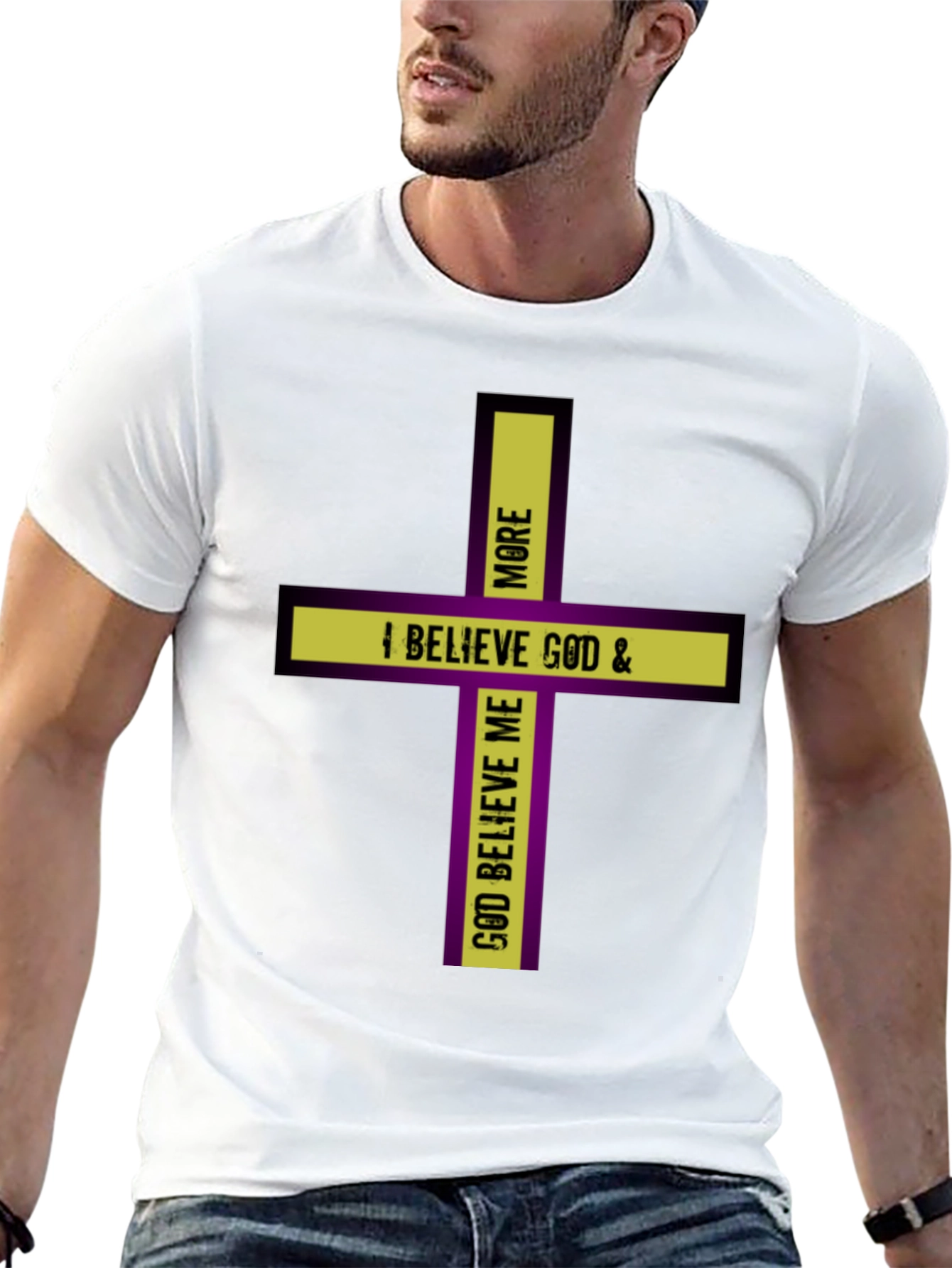 Believe God Cross Graphic Black T-Shirt
