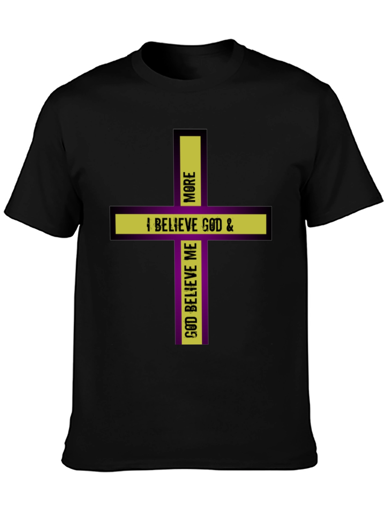Believe God Cross Graphic Black T-Shirt