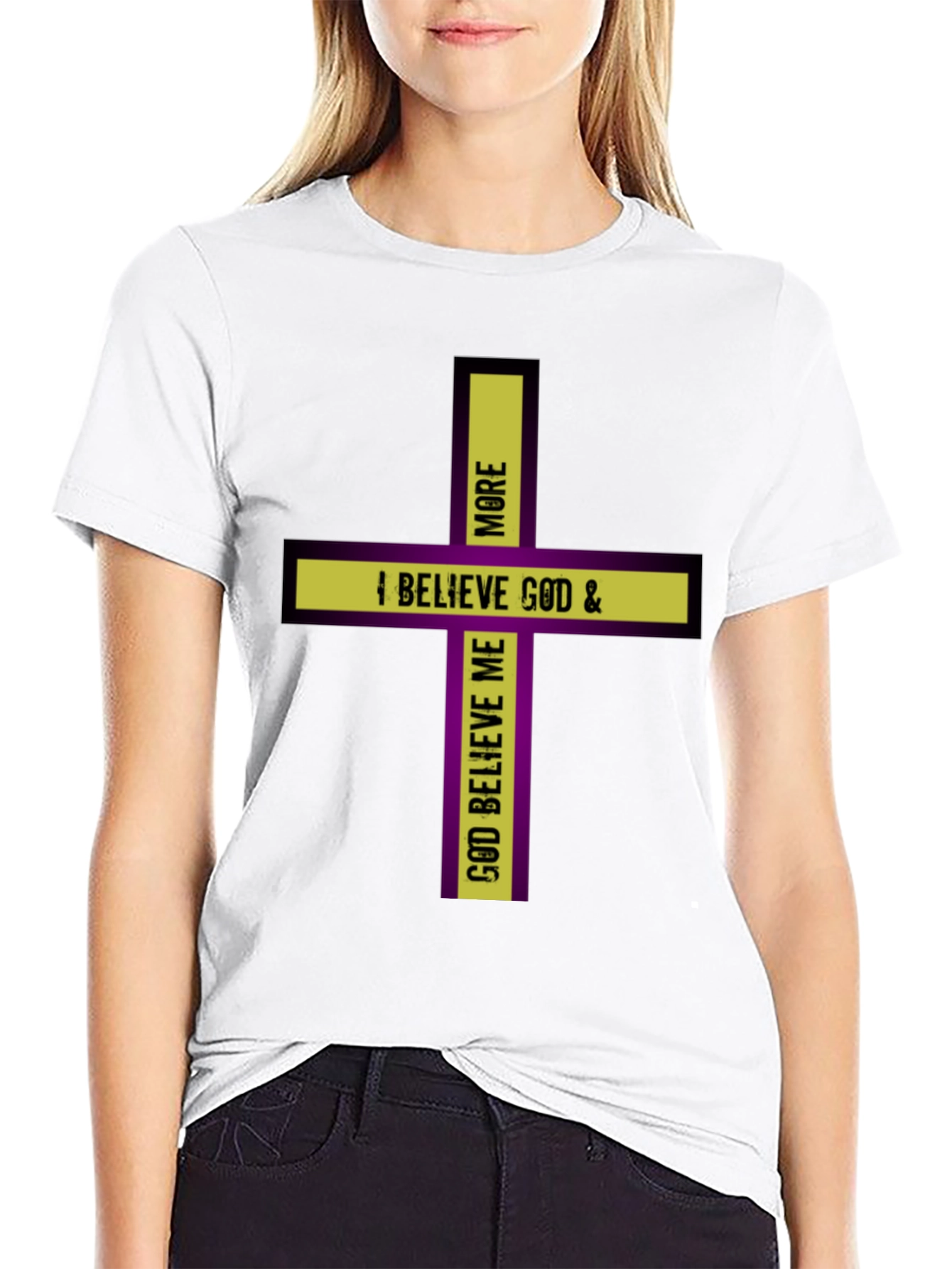 Believe God Cross Graphic Black T-Shirt
