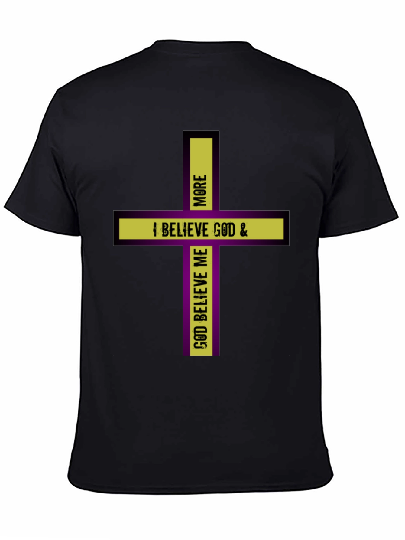 Believe God Cross Graphic Black T-Shirt