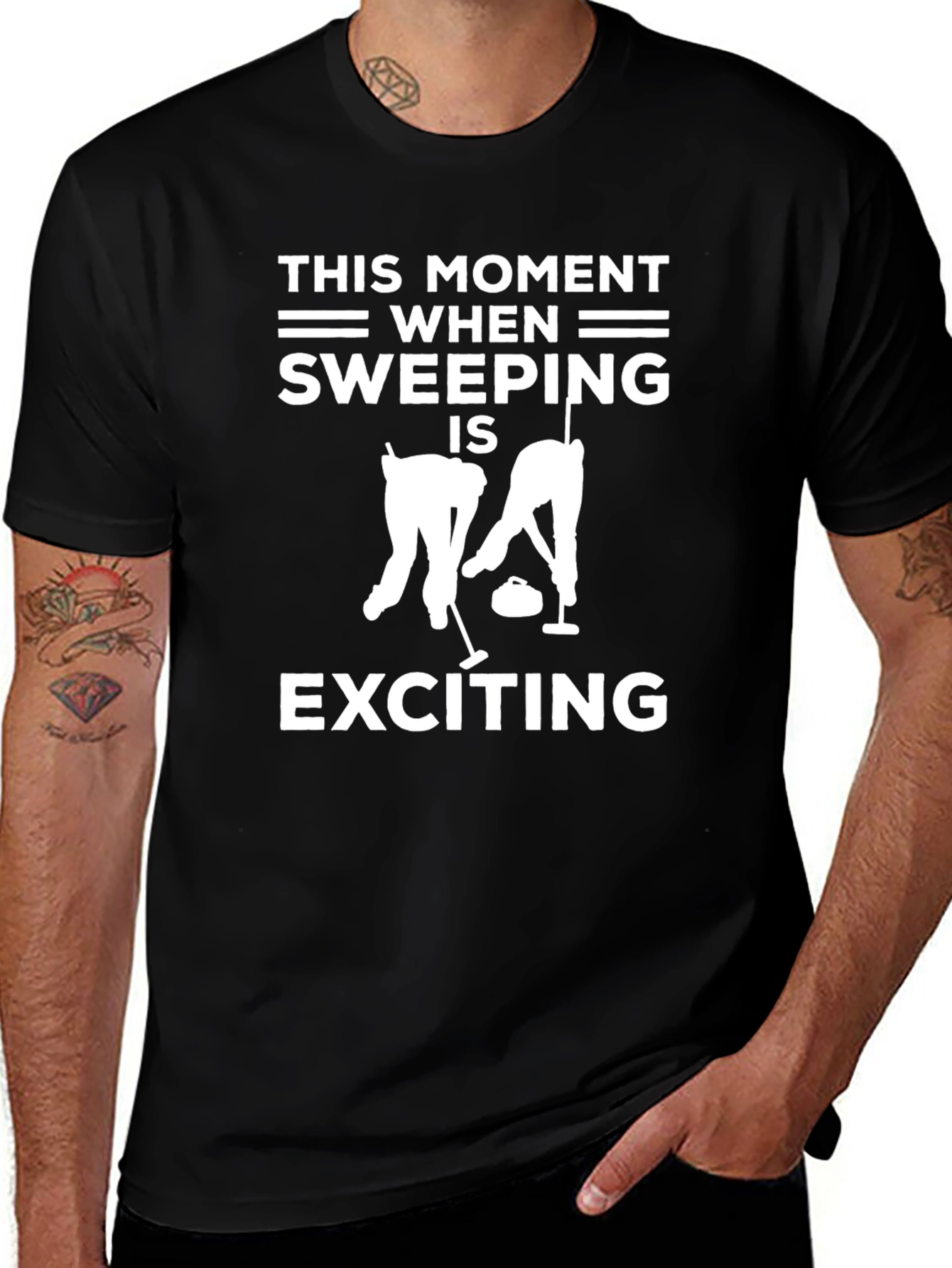 Funny Curling T-Shirt - Sweeping is Exciting Tee