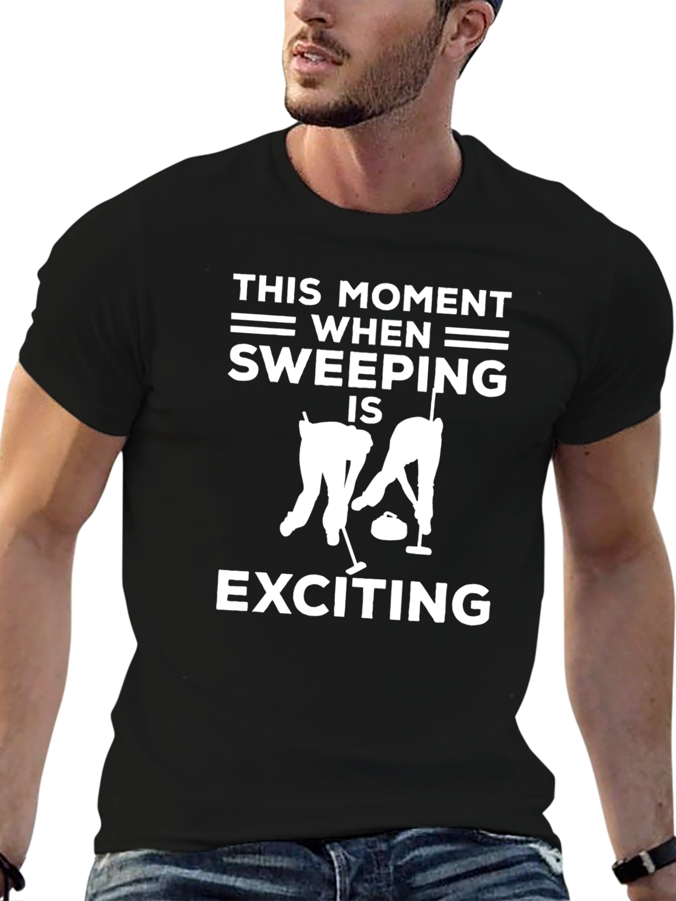 Funny Curling T-Shirt - Sweeping is Exciting Tee