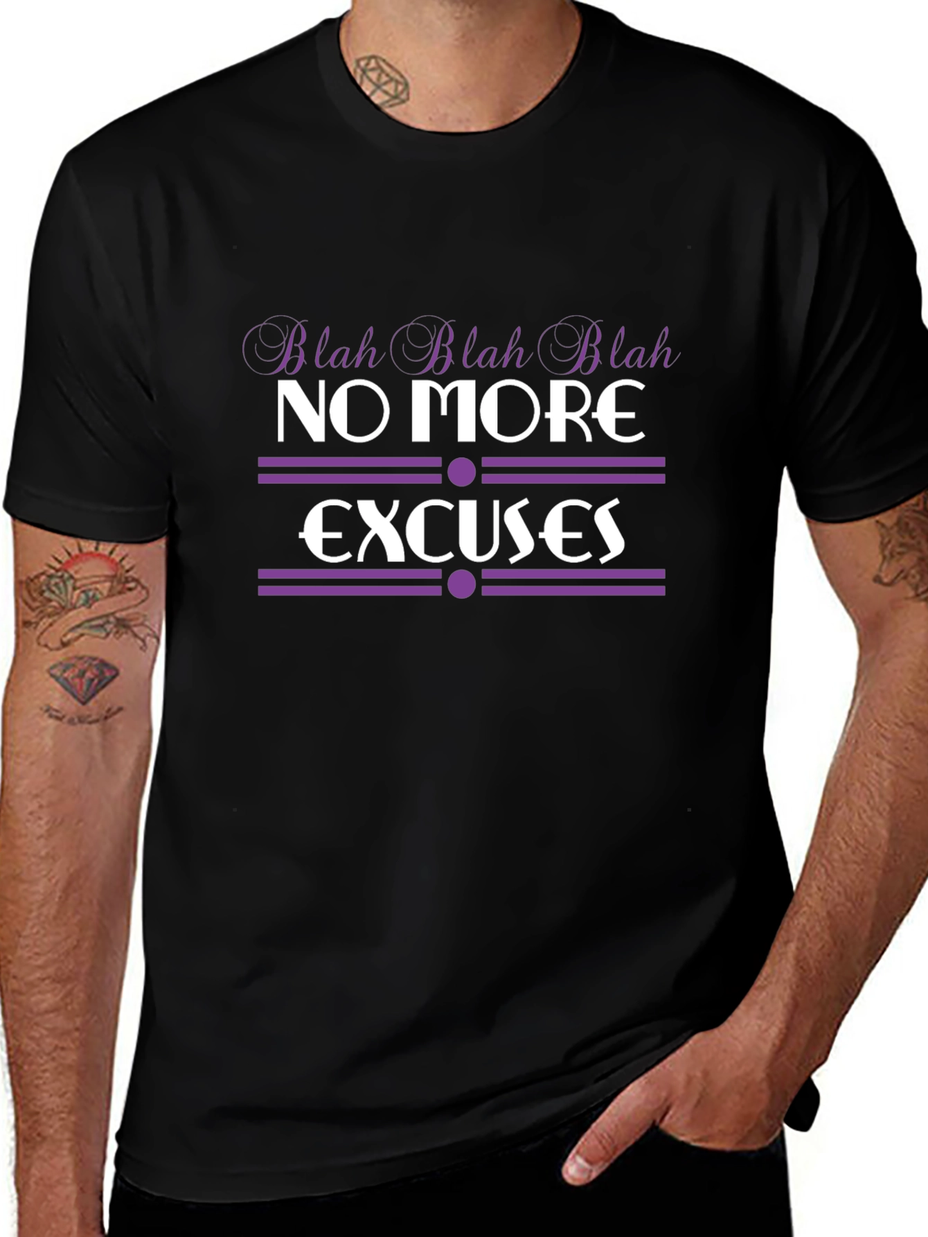 No More Excuses Black Graphic T-Shirt