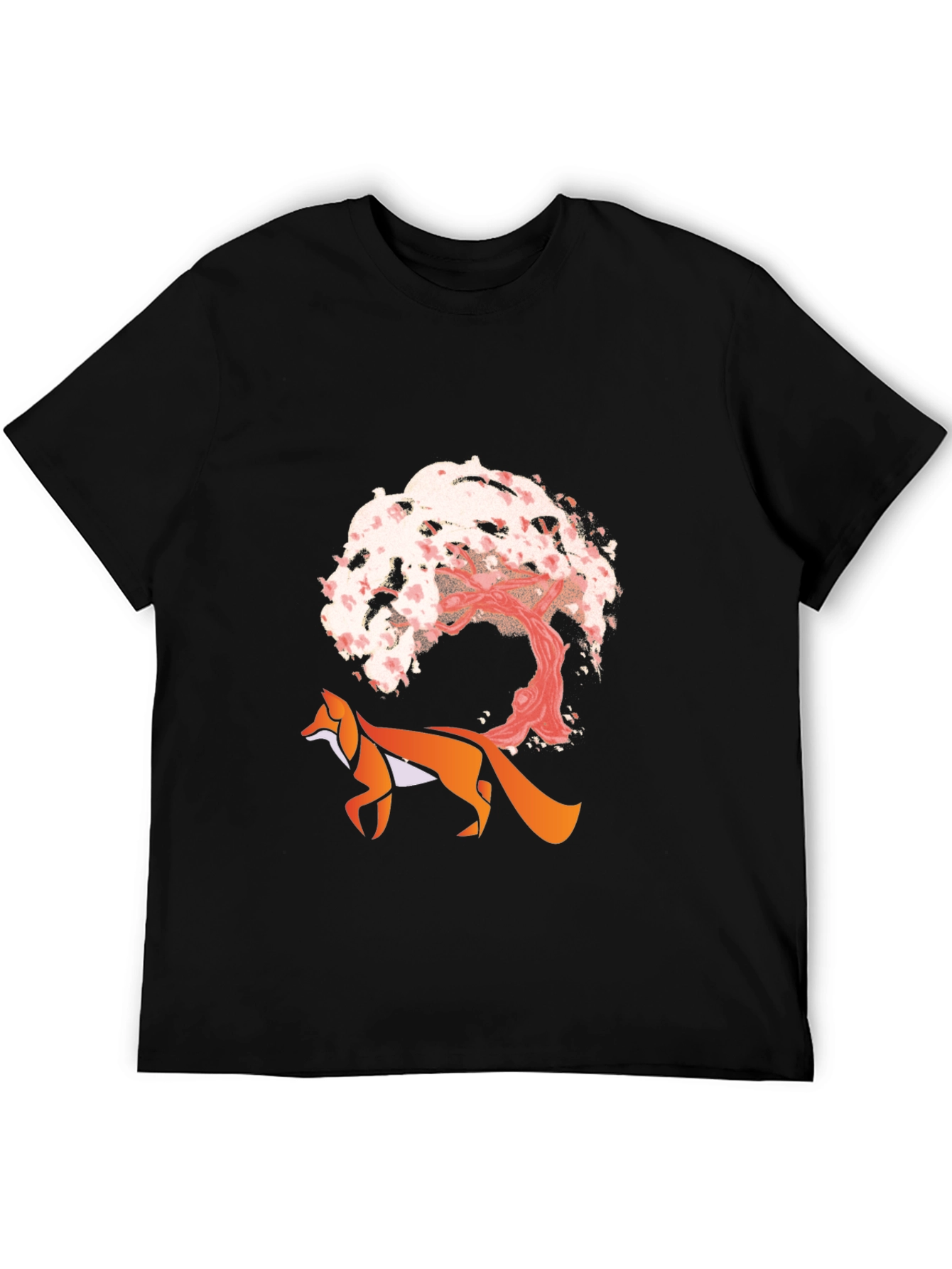 Fox & Cherry Blossom Graphic Tee - Unique Design