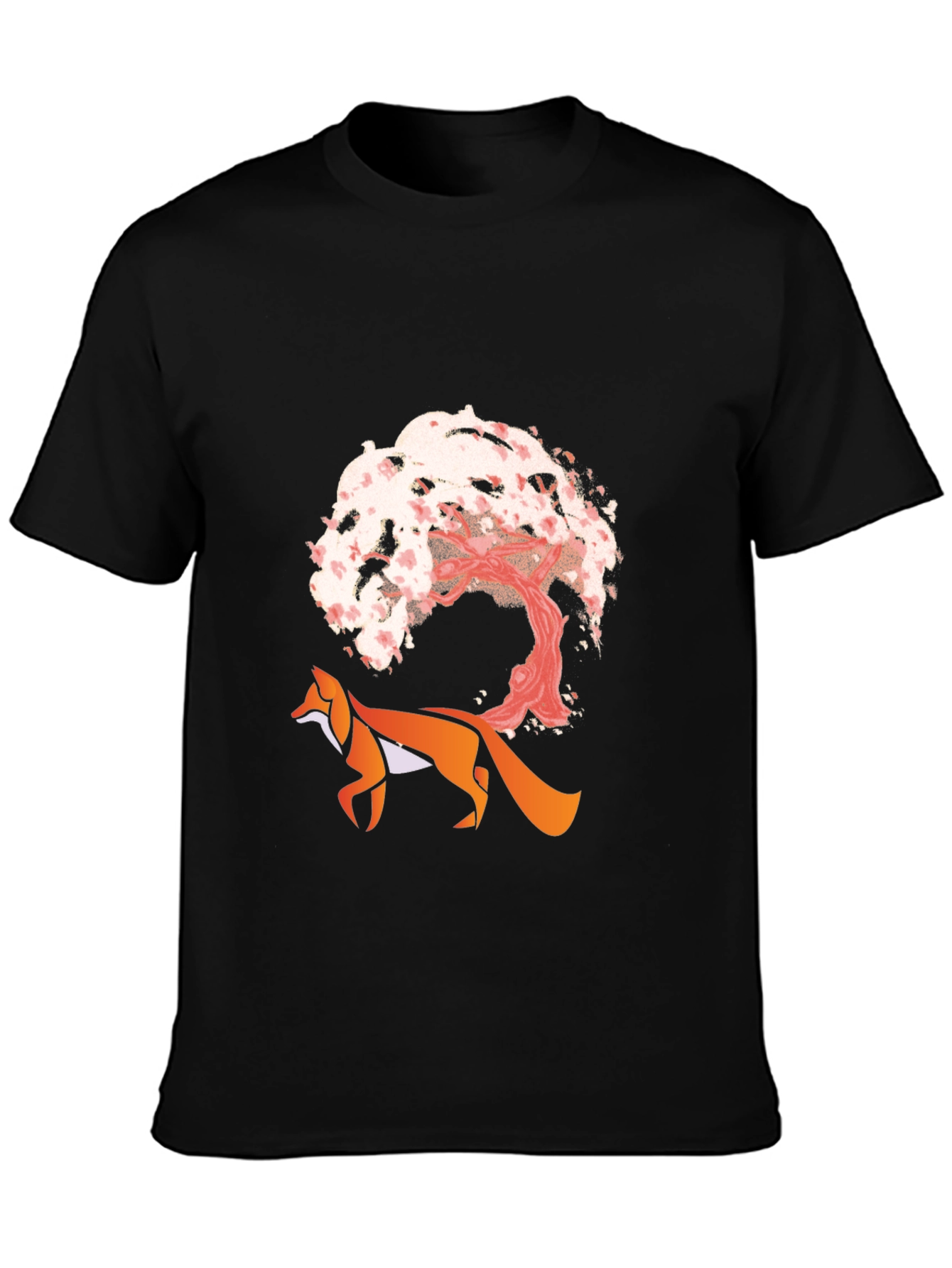 Fox & Cherry Blossom Graphic Tee - Unique Design