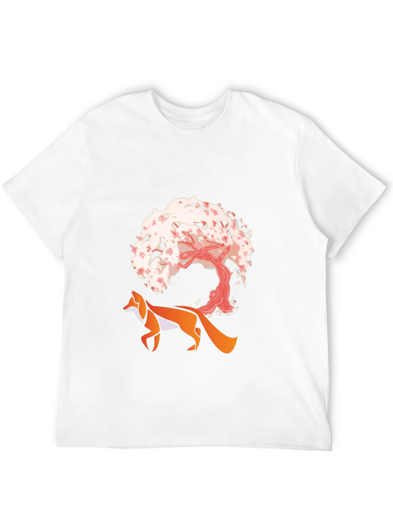 Fox & Cherry Blossom Graphic Tee - Unique Design