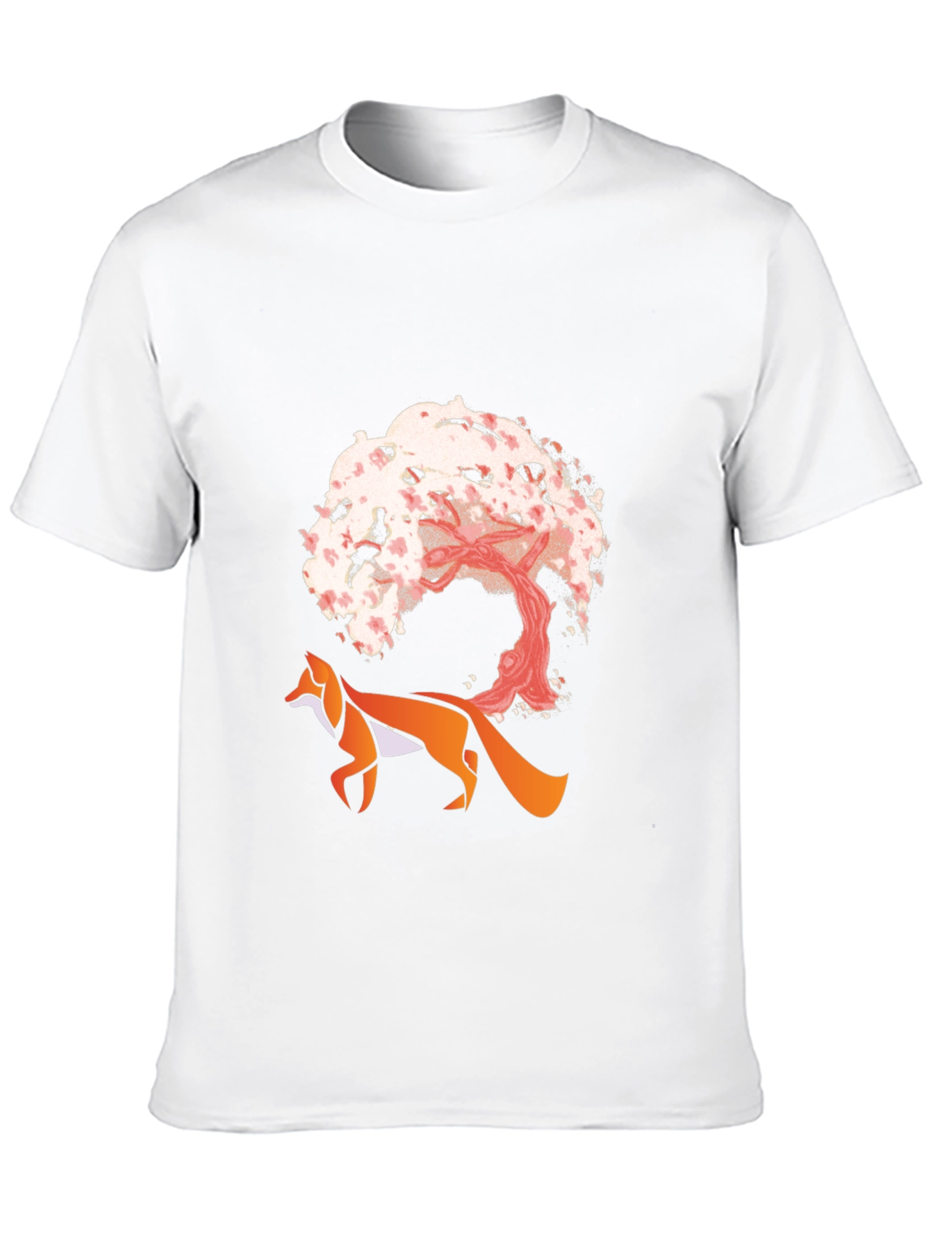 Fox & Cherry Blossom Graphic Tee - Unique Design