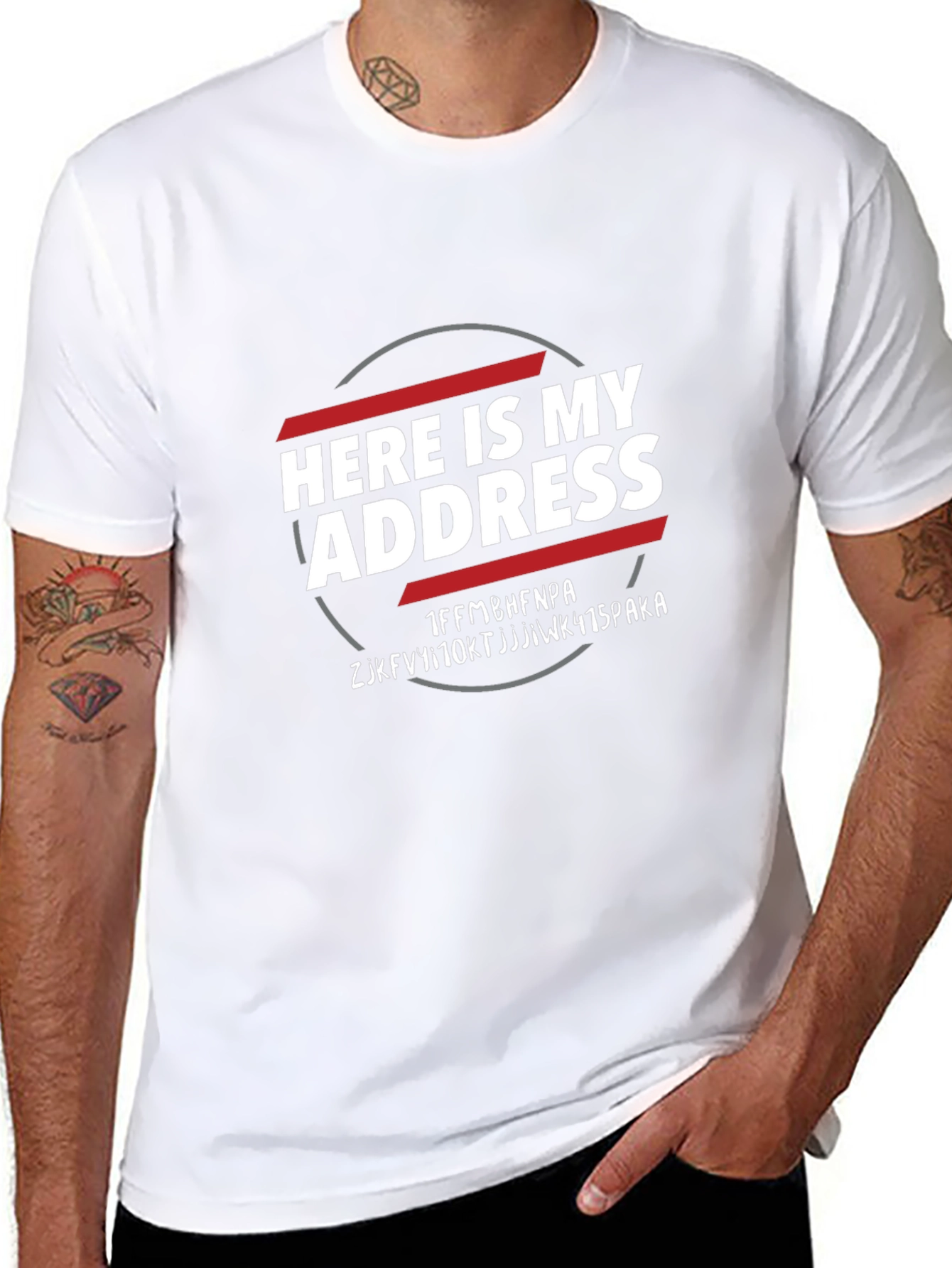 Here is My Address Encrypted T-Shirt - Novelty Tee