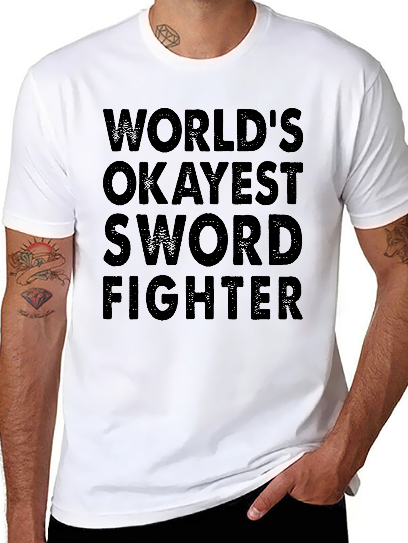 Worlds Okayest Sword Fighter - Novelty T-Shirt