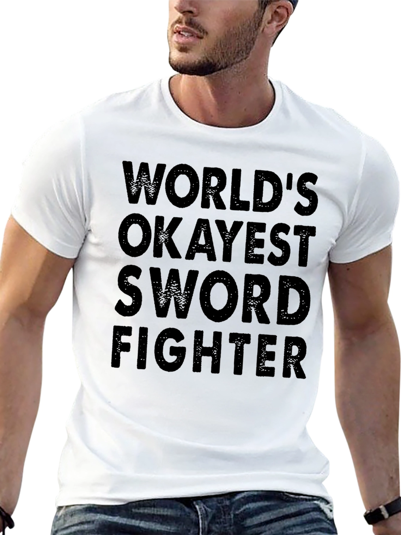 Worlds Okayest Sword Fighter - Novelty T-Shirt