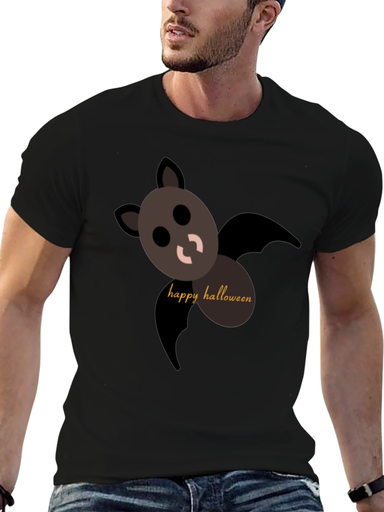 Happy Halloween Bat T-Shirt - Black
