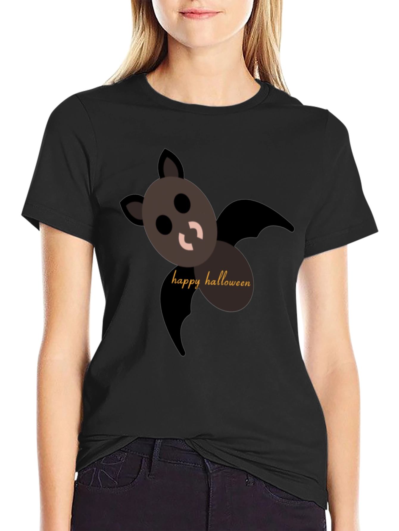 Happy Halloween Bat T-Shirt - Black