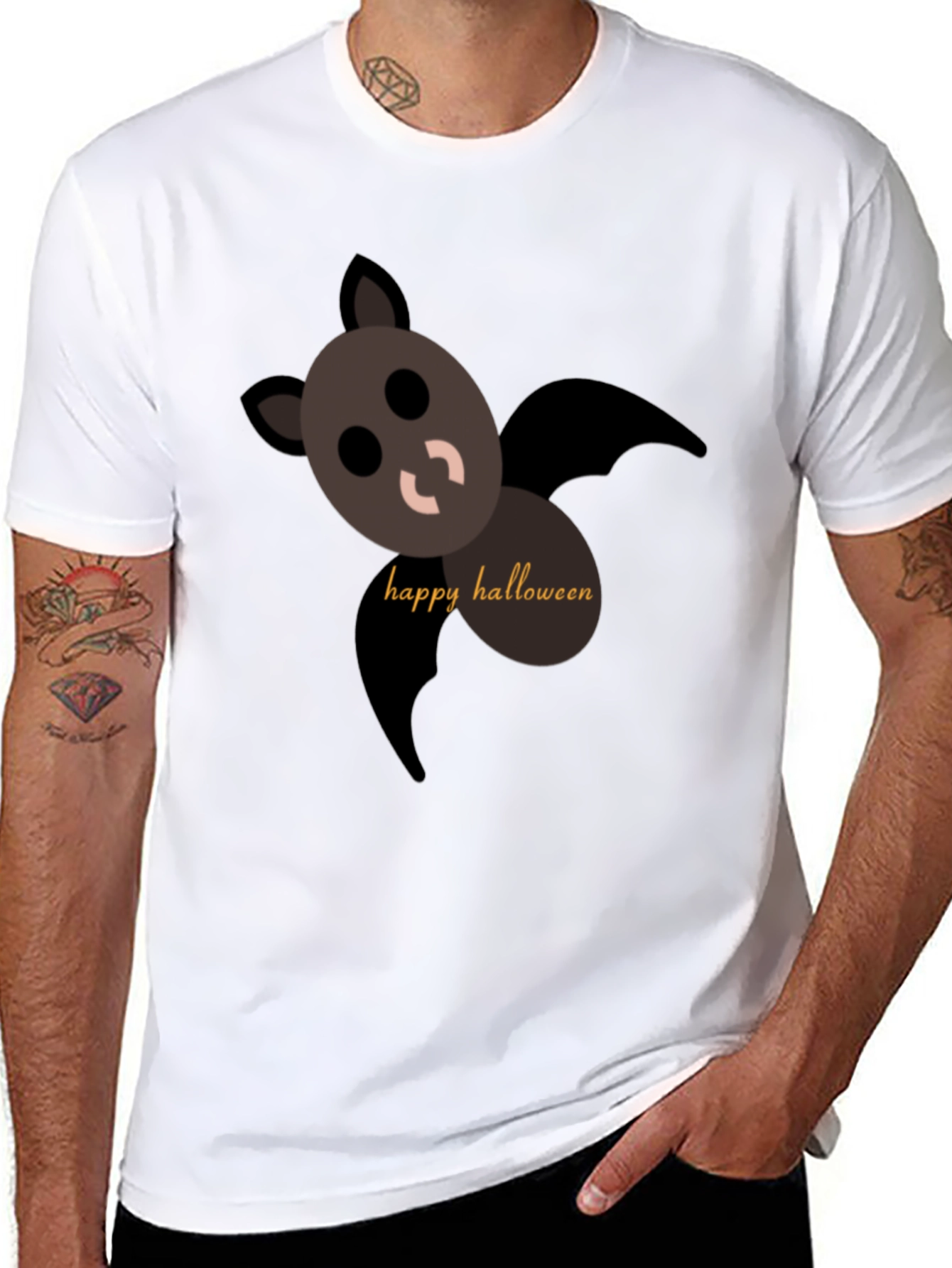 Happy Halloween Bat T-Shirt - Black