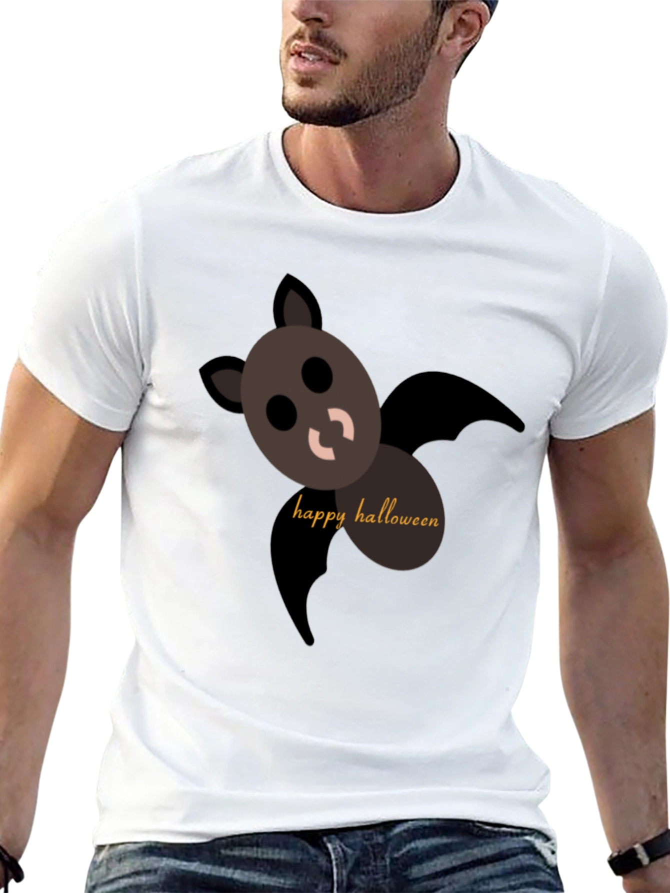 Happy Halloween Bat T-Shirt - Black
