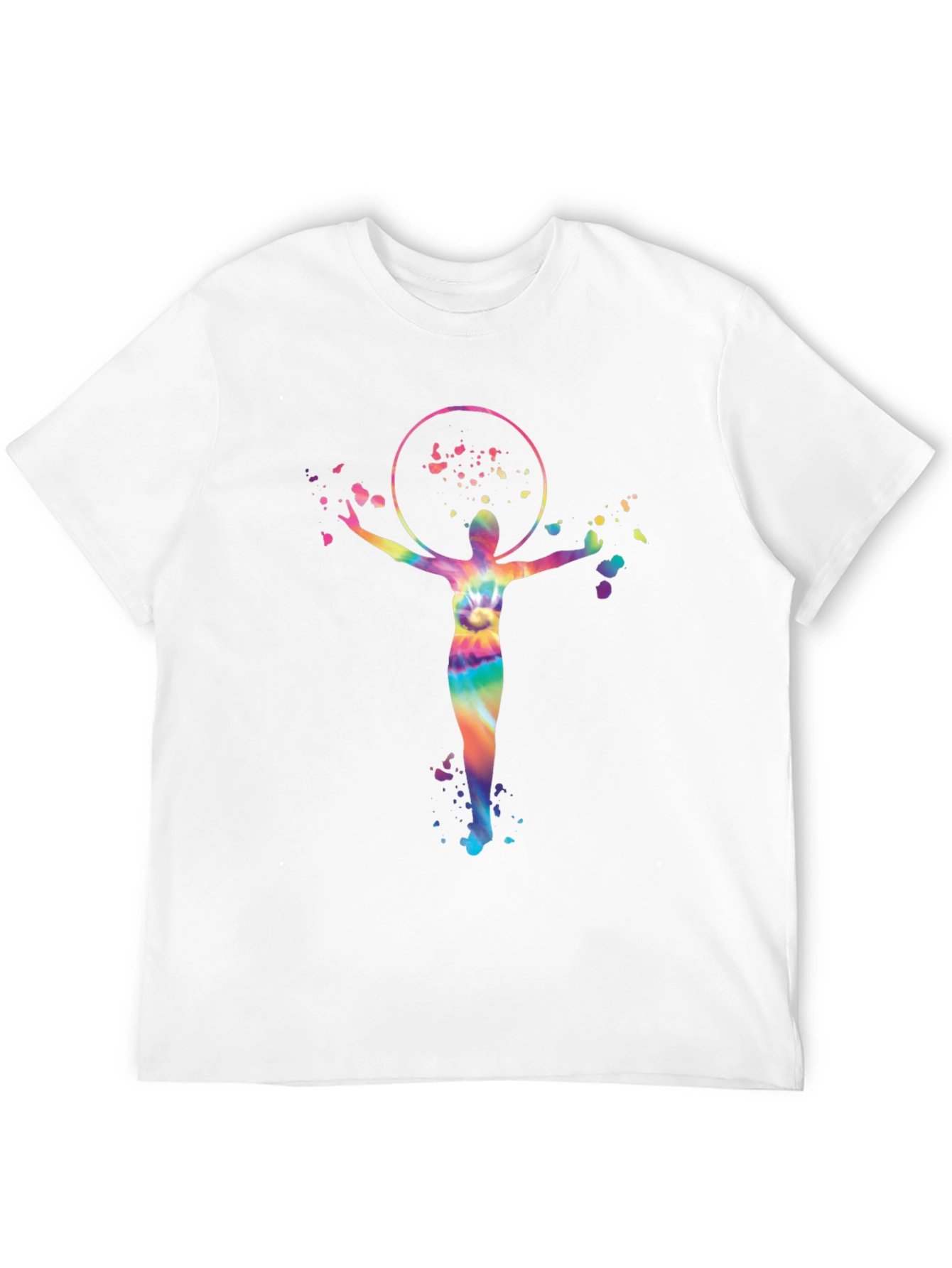 Vibrant Tie-Dye Hula Hoop Design Black T-Shirt
