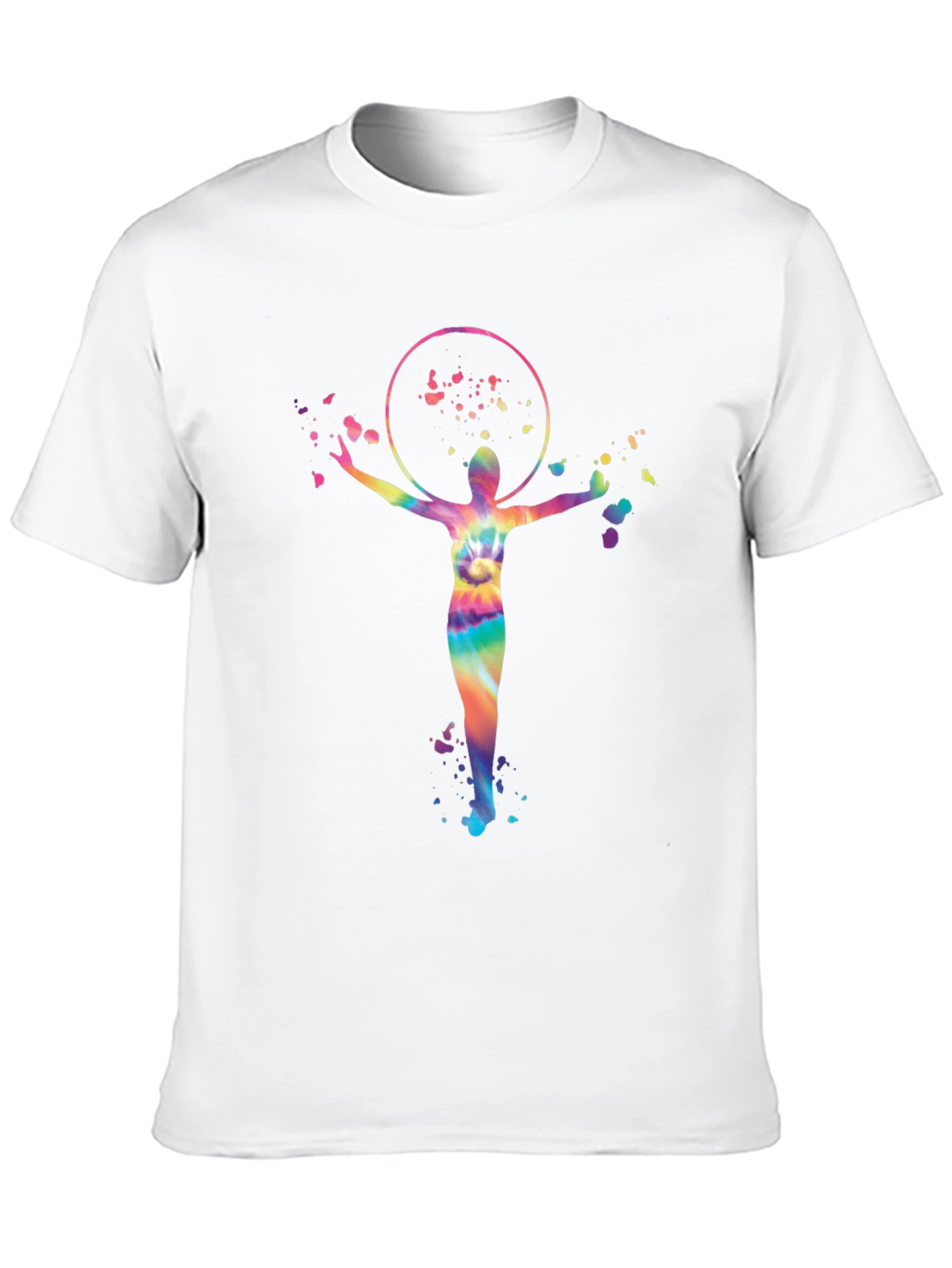 Vibrant Tie-Dye Hula Hoop Design Black T-Shirt