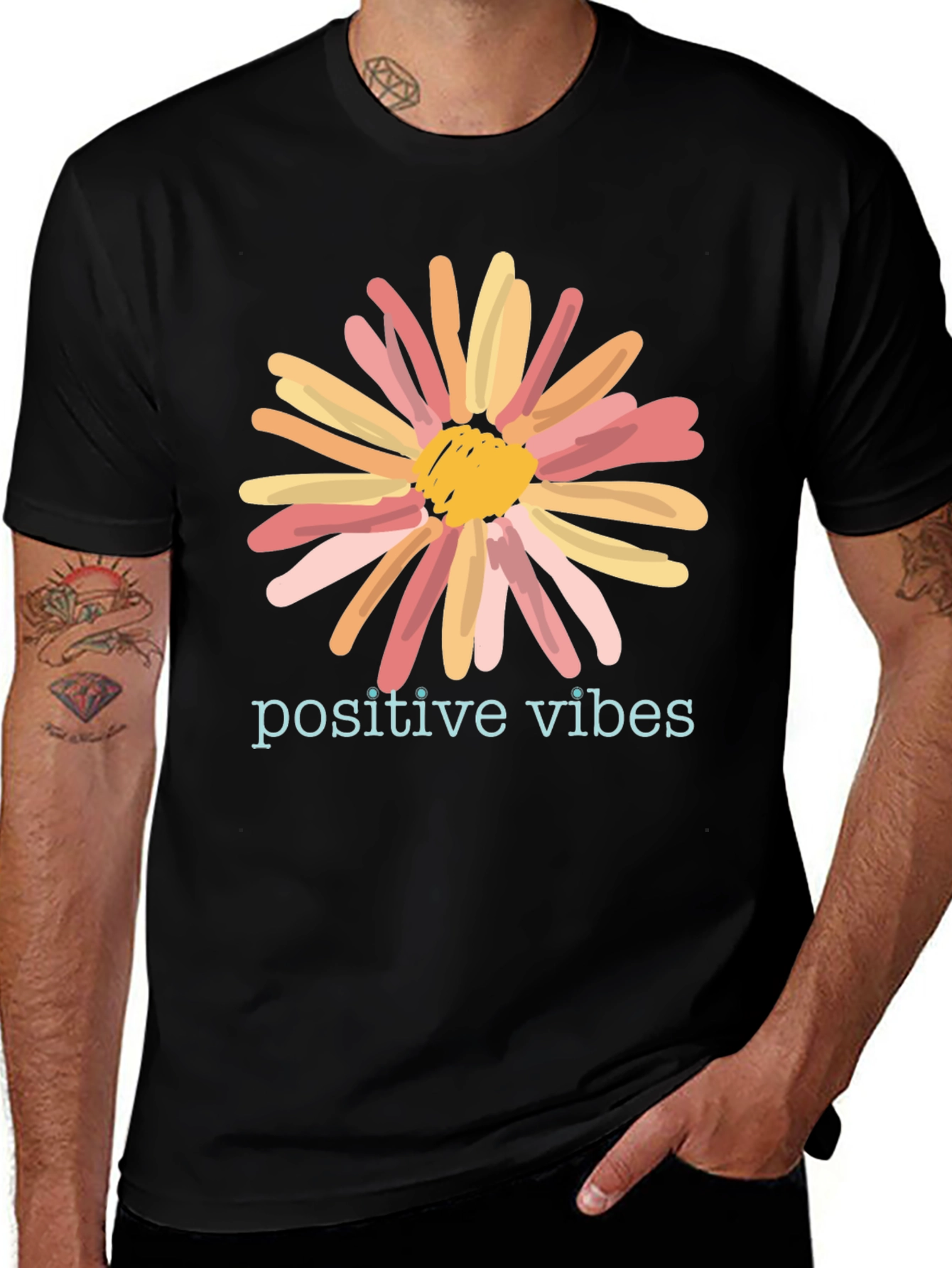 Positive Vibes Flower Graphic T-Shirt