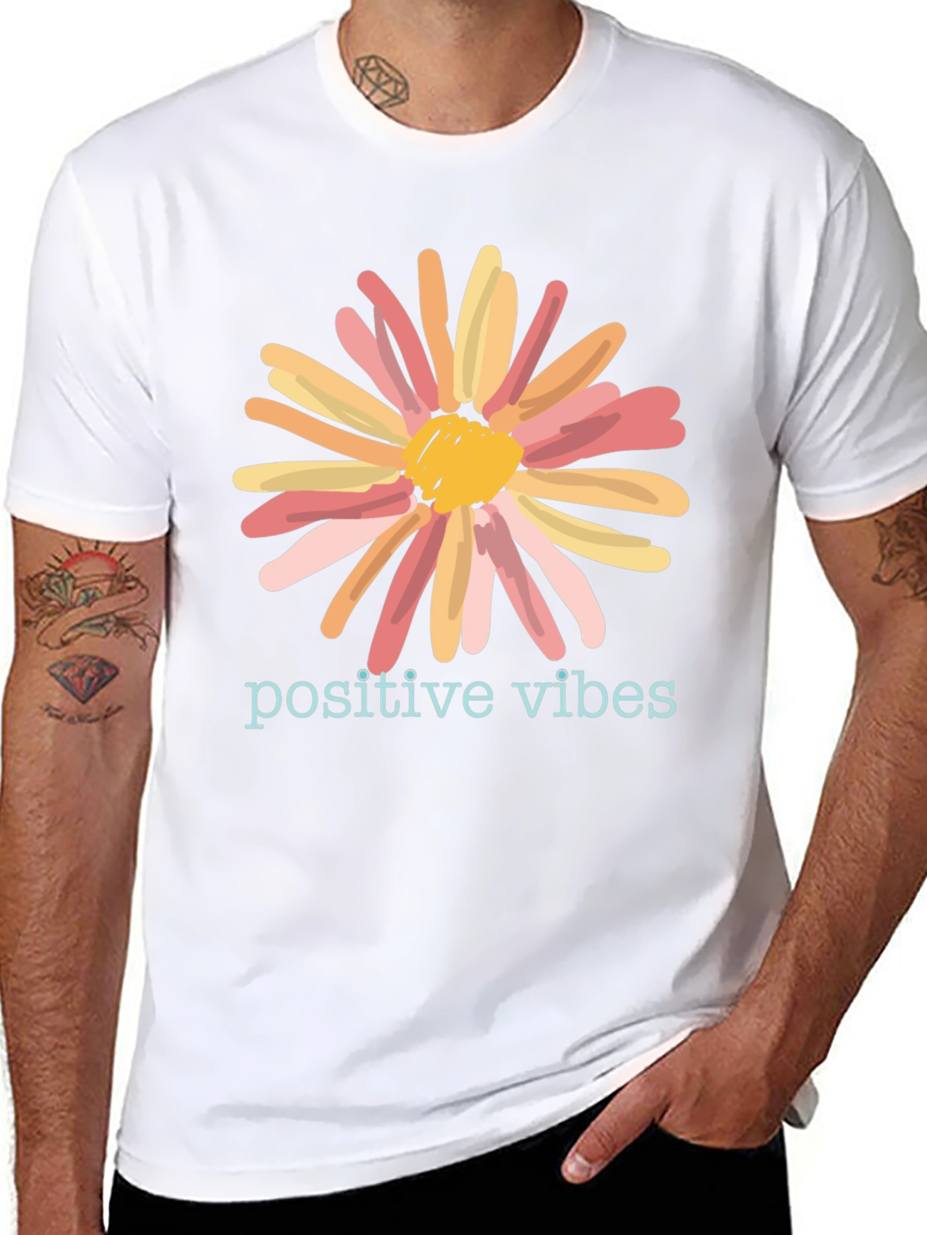 Positive Vibes Flower Graphic T-Shirt