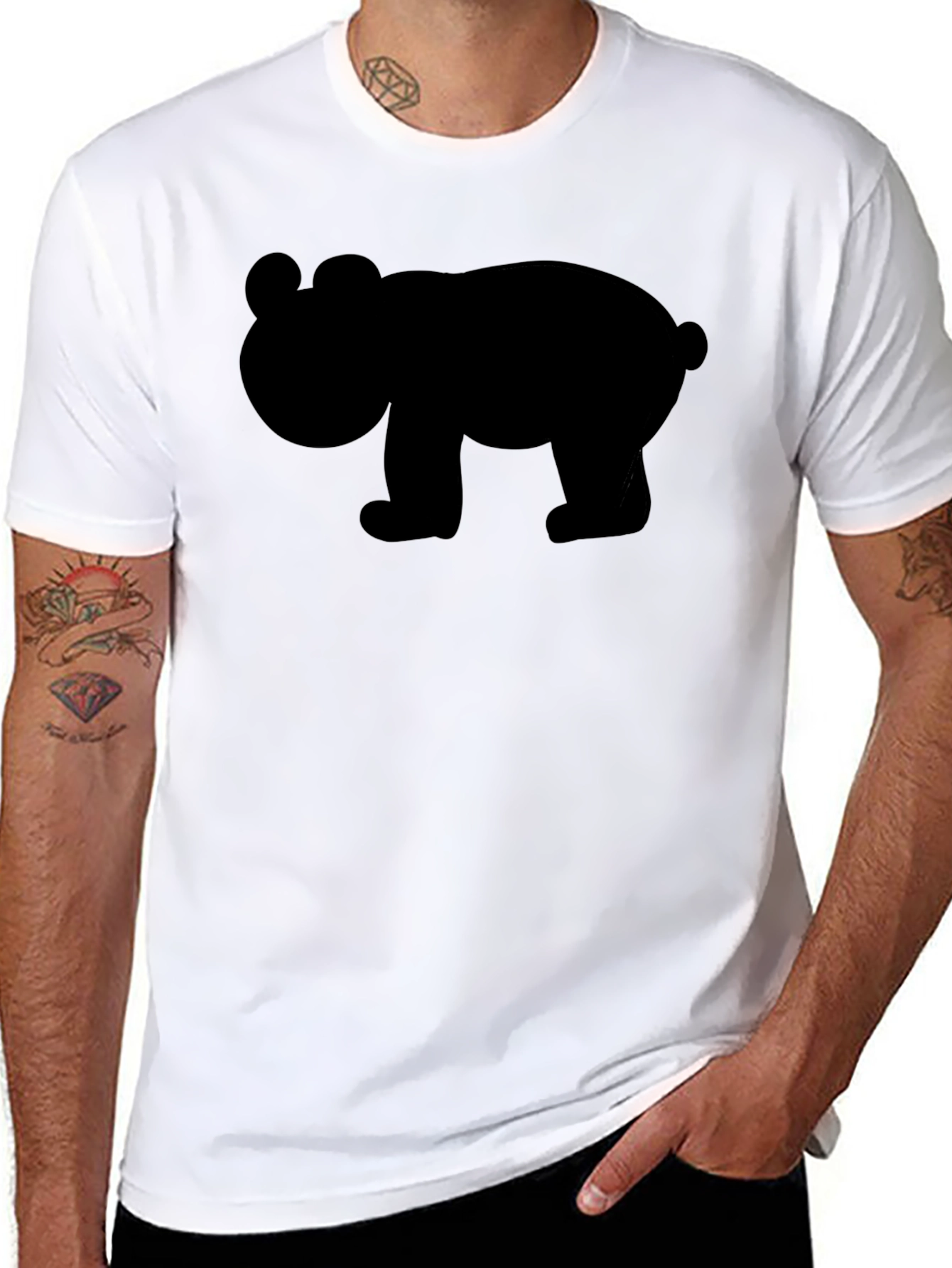 Cute Bear Graphic Black T-Shirt