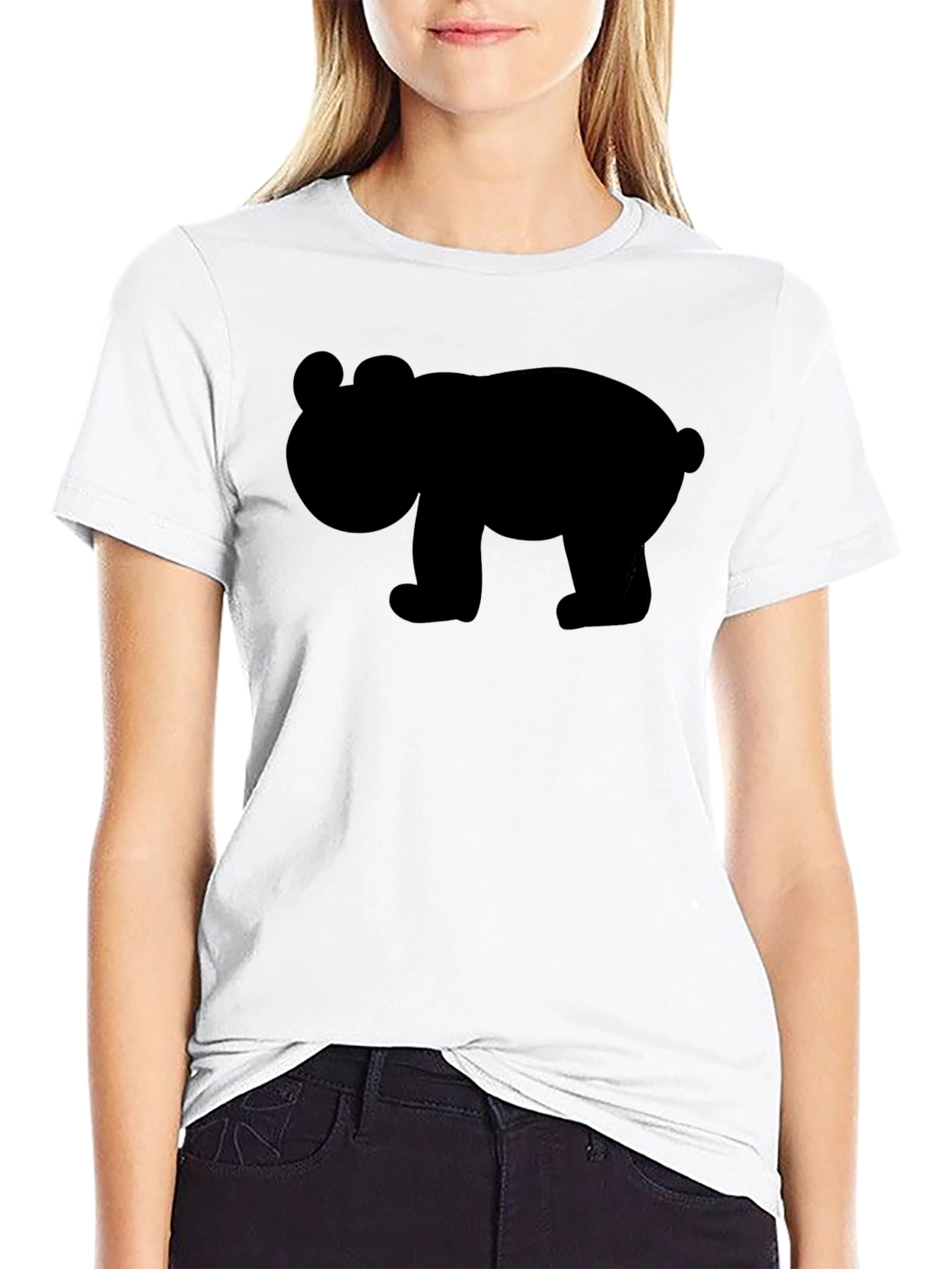 Cute Bear Graphic Black T-Shirt