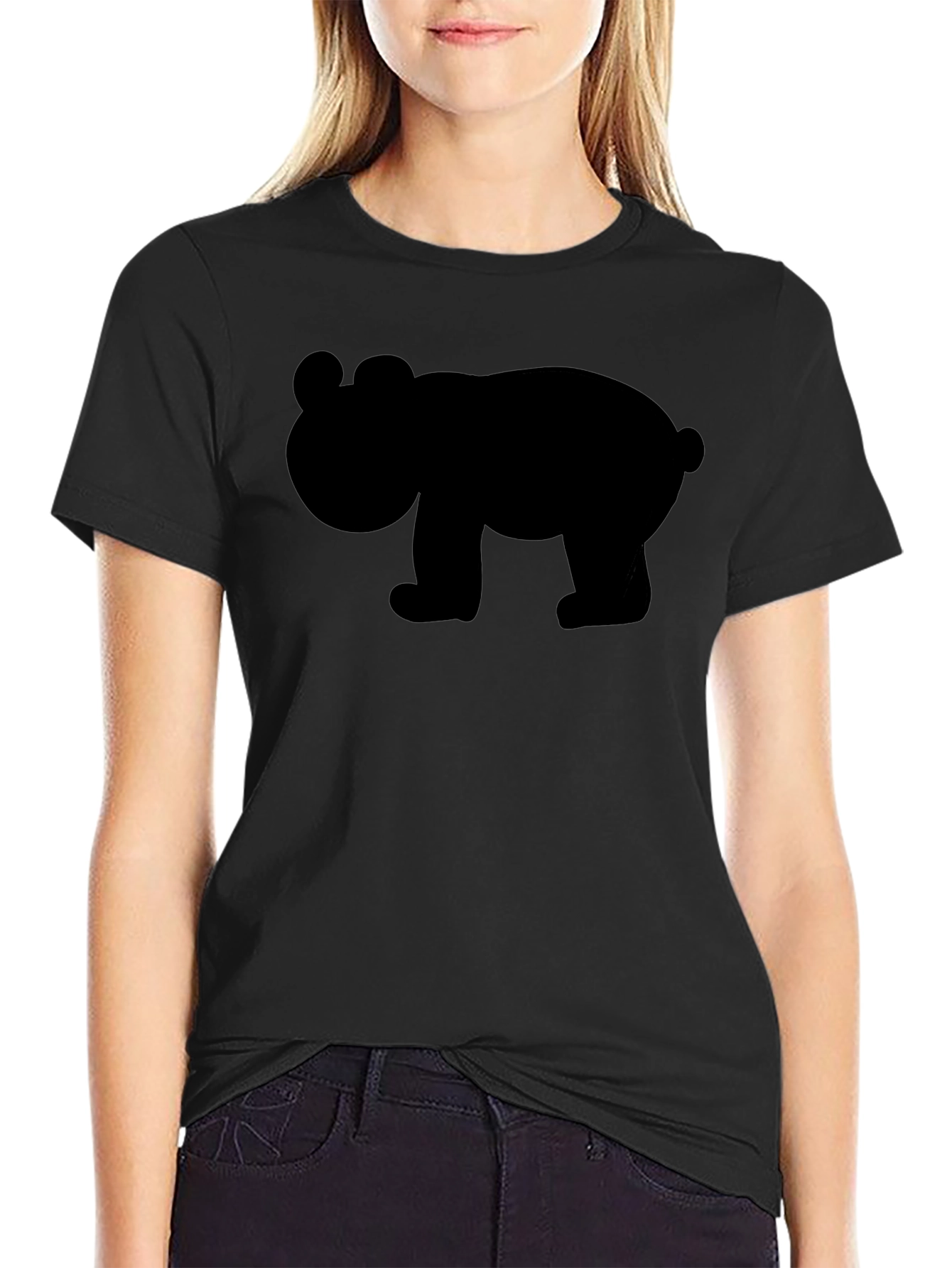 Cute Bear Graphic Black T-Shirt