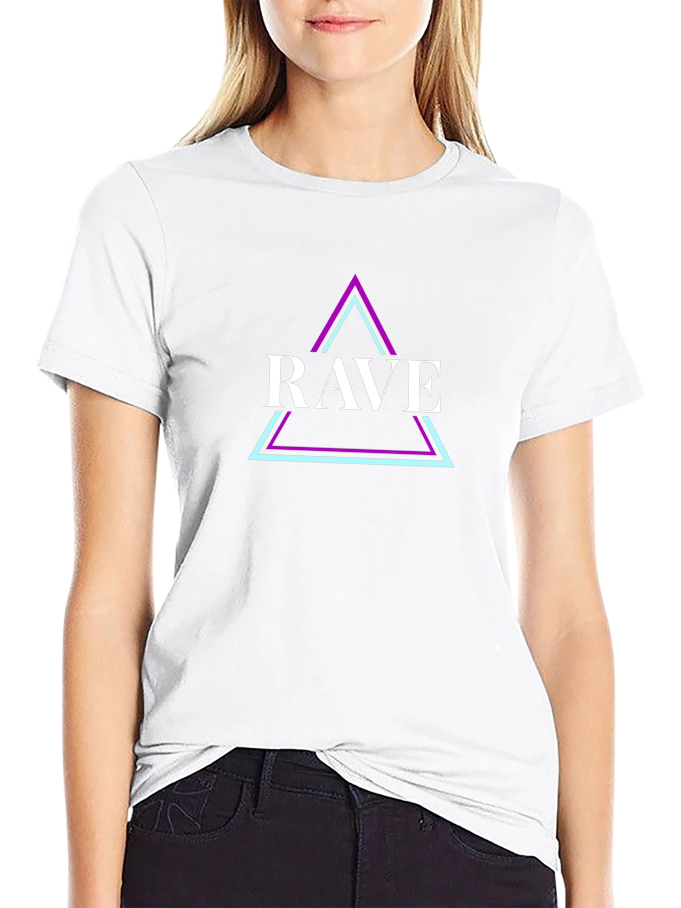 Rave Triangle Graphic T-Shirt - Black Cotton Blend