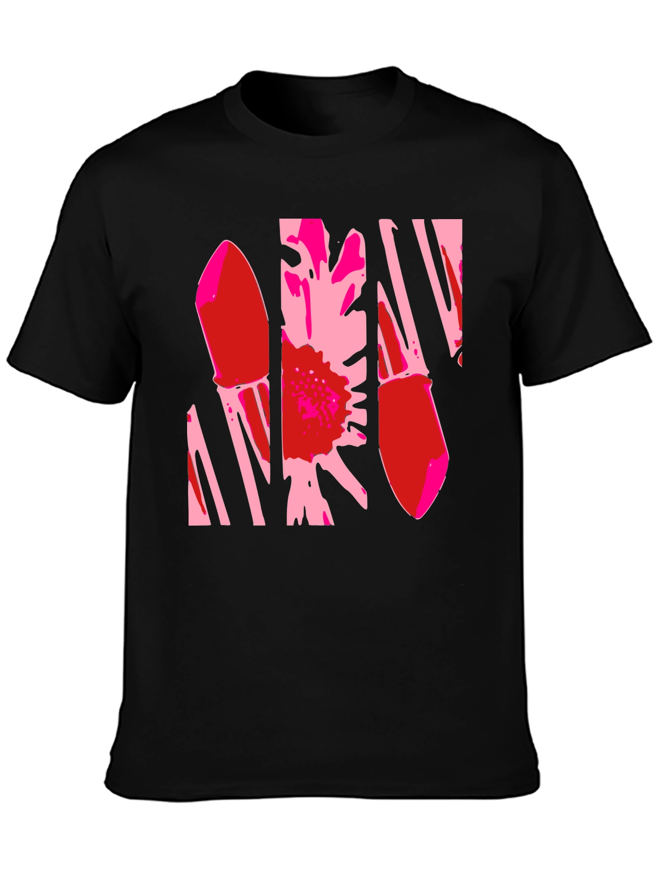 Abstract Flower Graphic T-Shirt - Black
