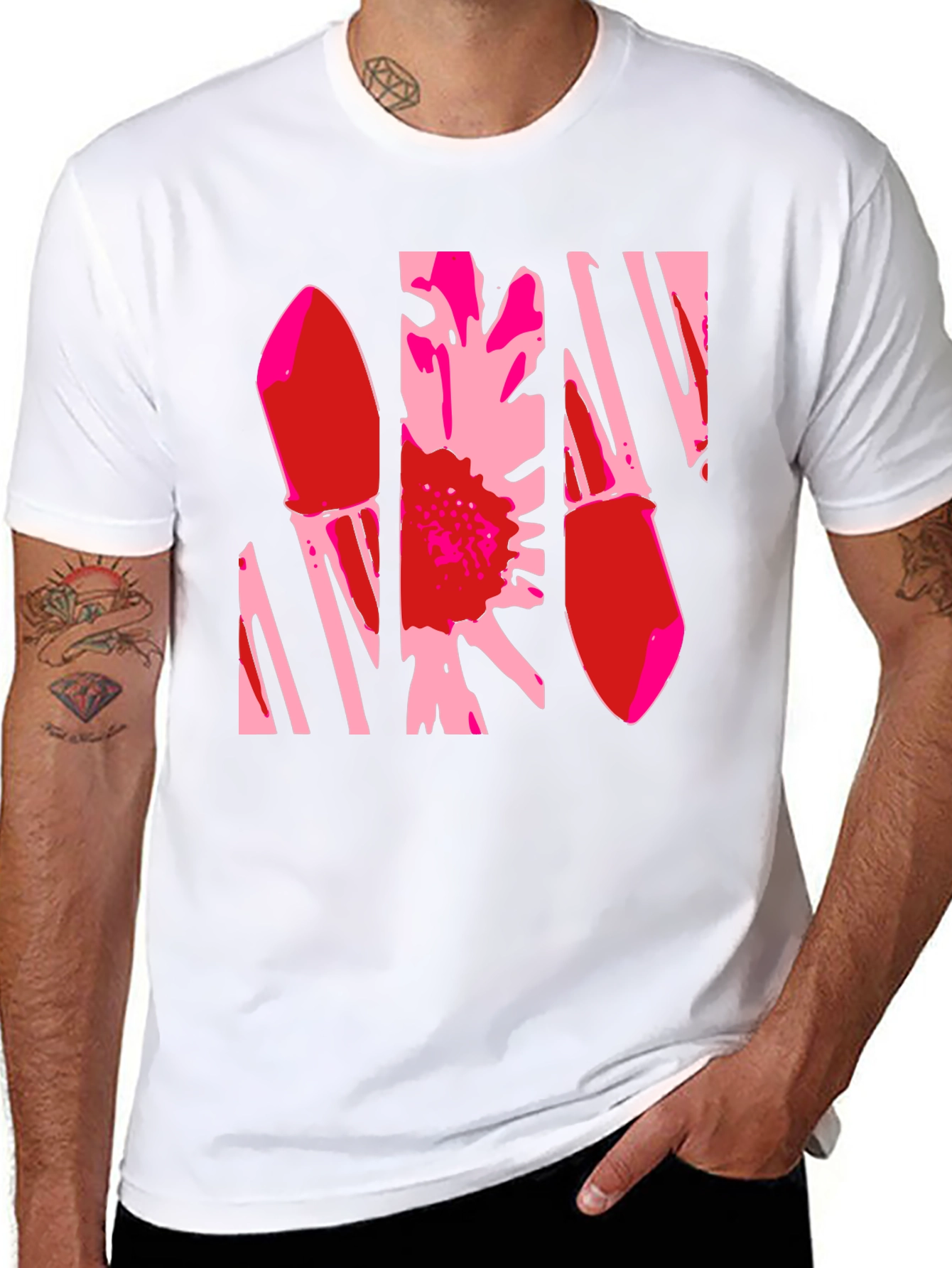 Abstract Flower Graphic T-Shirt - Black