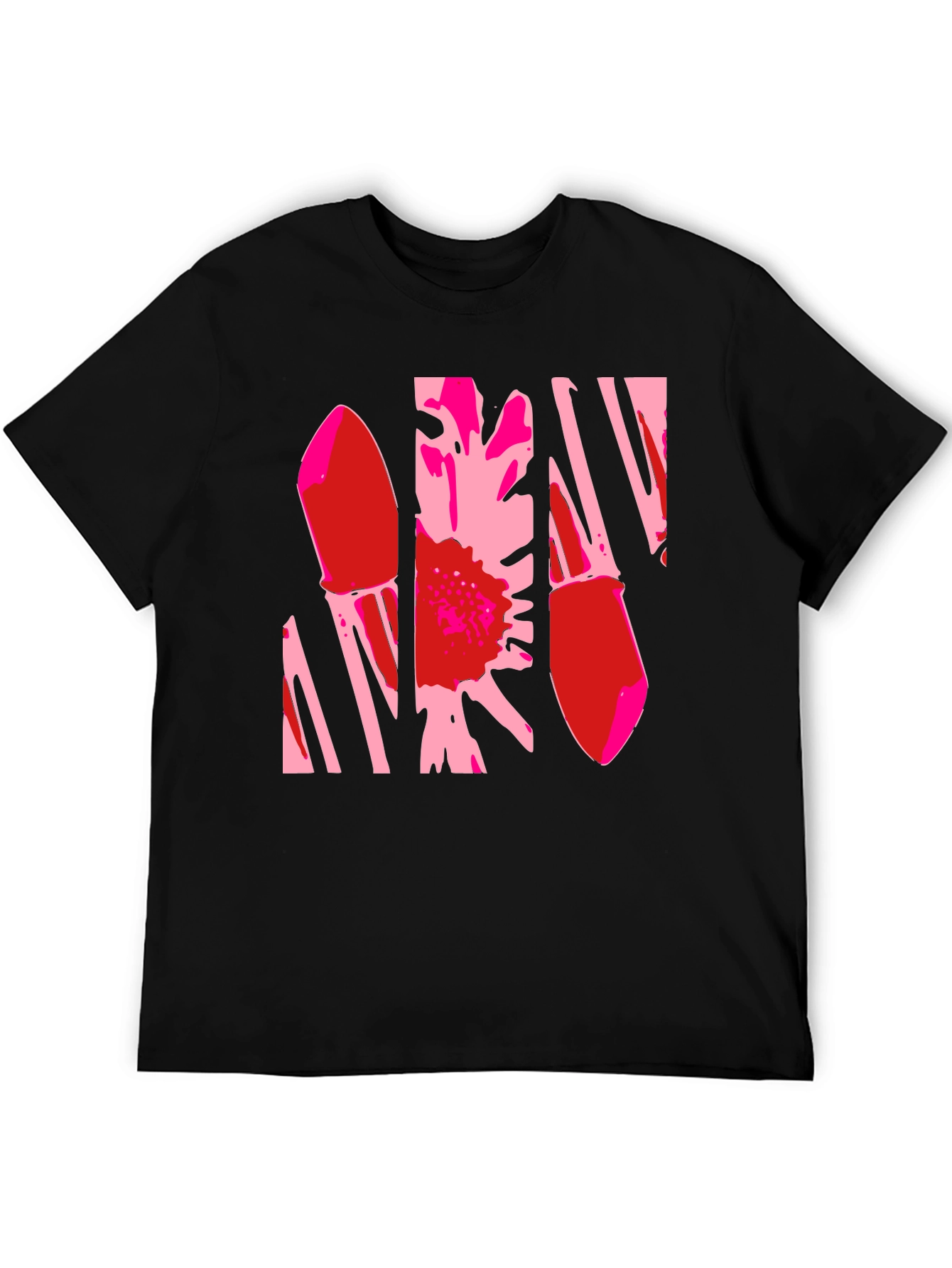 Abstract Flower Graphic T-Shirt - Black