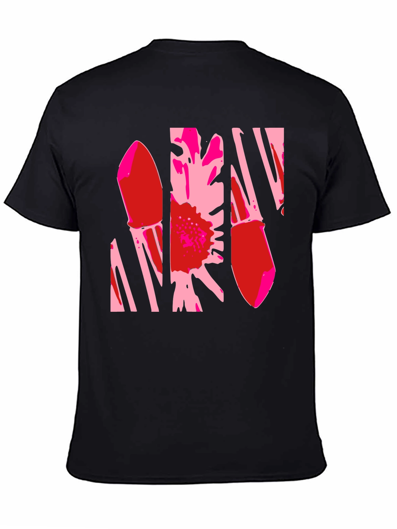 Abstract Flower Graphic T-Shirt - Black